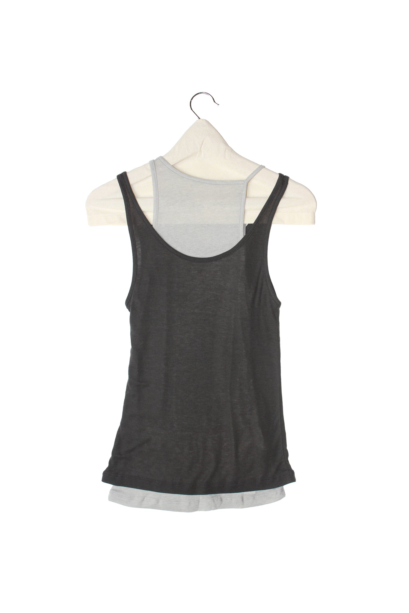 Tear Sleeveless Layered Top in charcoal