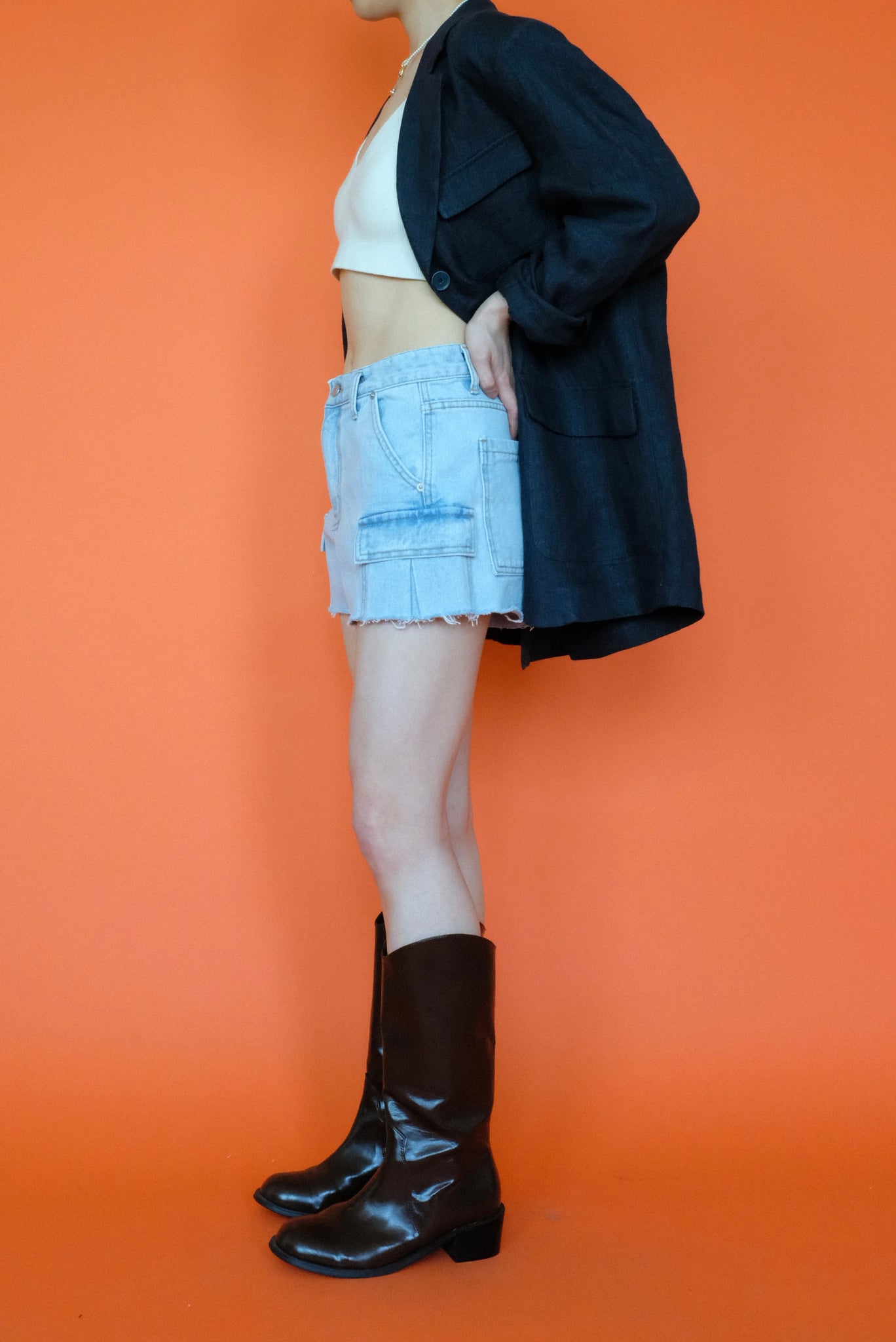 Denim Cargo Shorts in Lt. Wash