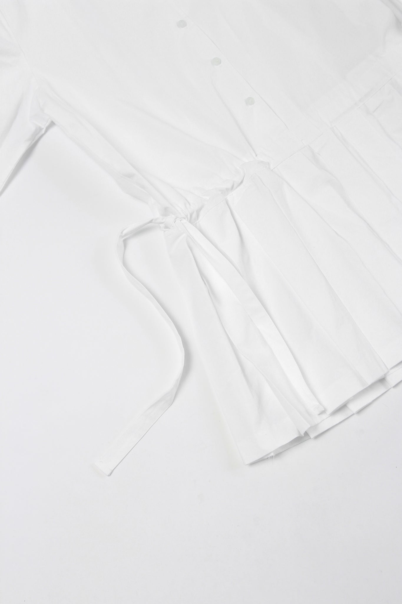 Eighty Pleats Shirt Dress in White