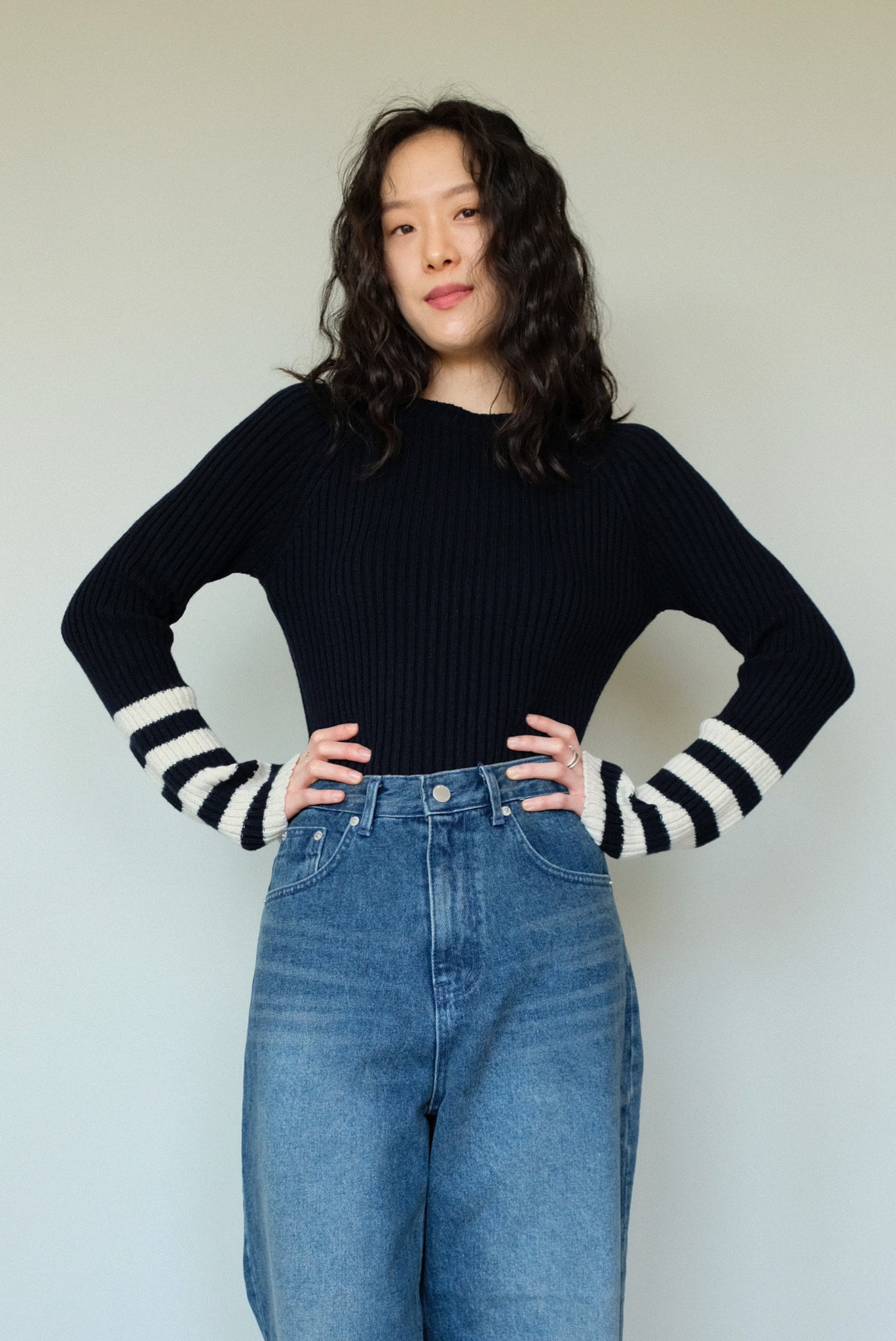Striped Knit Top in Navy