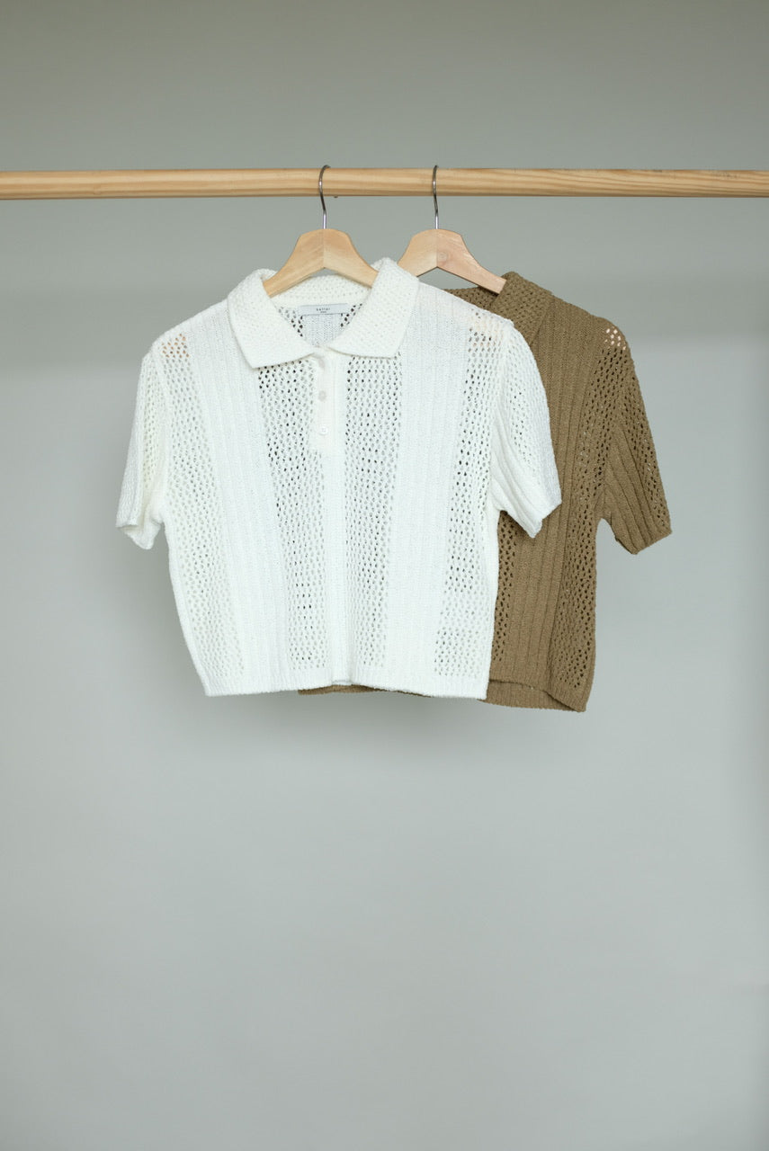 3 Button Crop Knit Top(2 Colors)