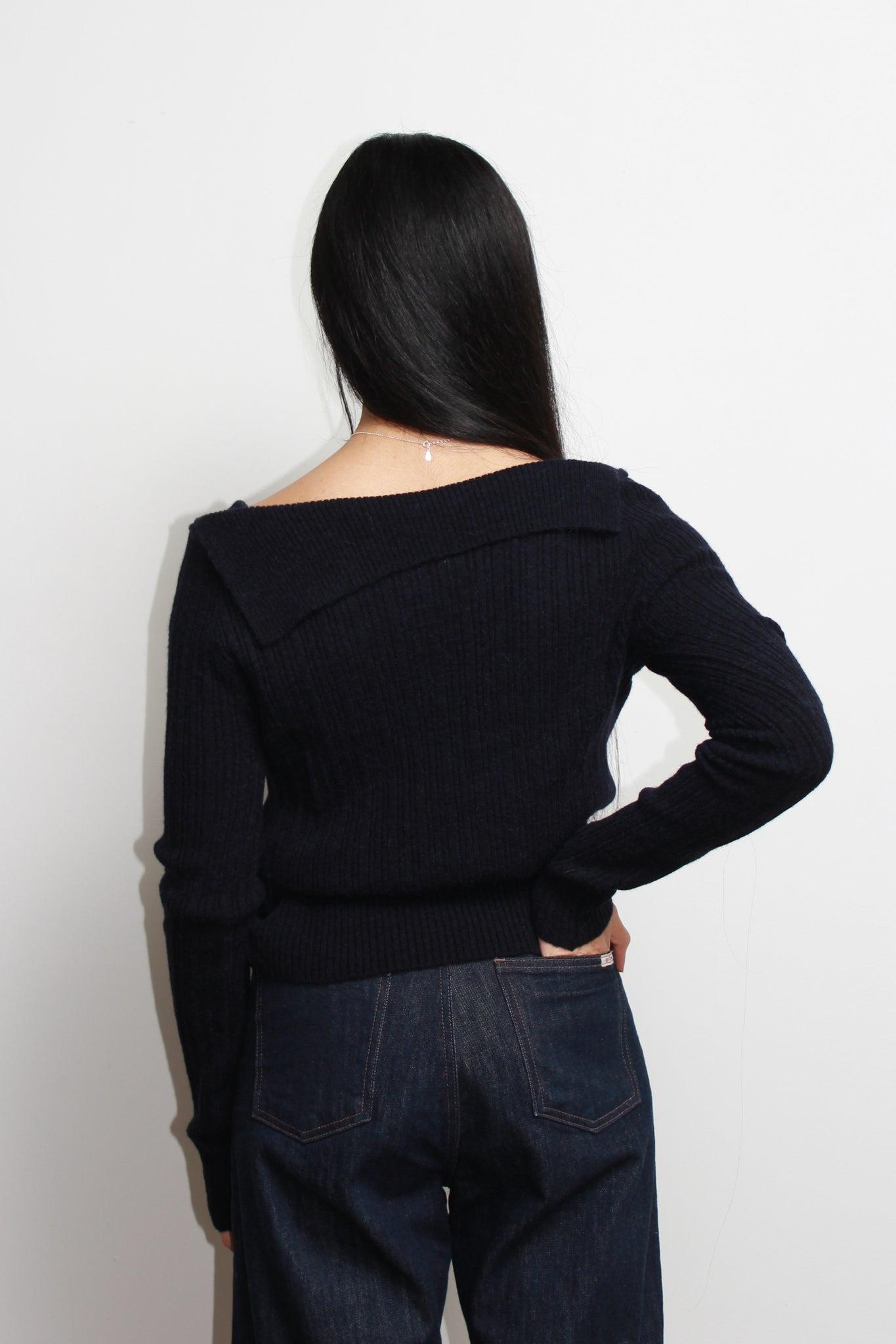 Alpaca Ribbed Off Shoulder Knit