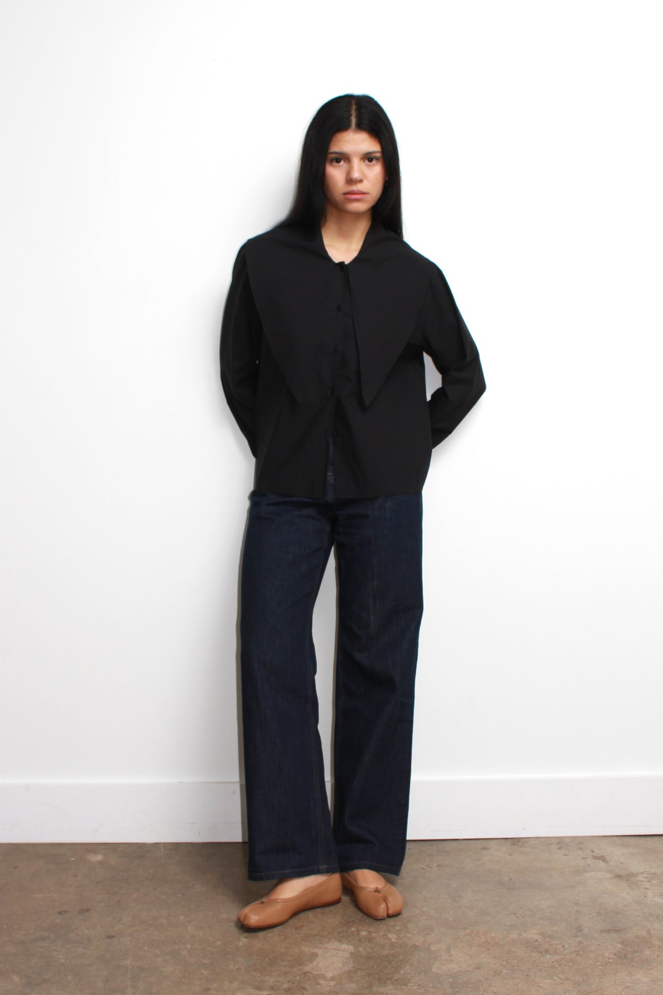 LS Sailor Collar Shirts in Black