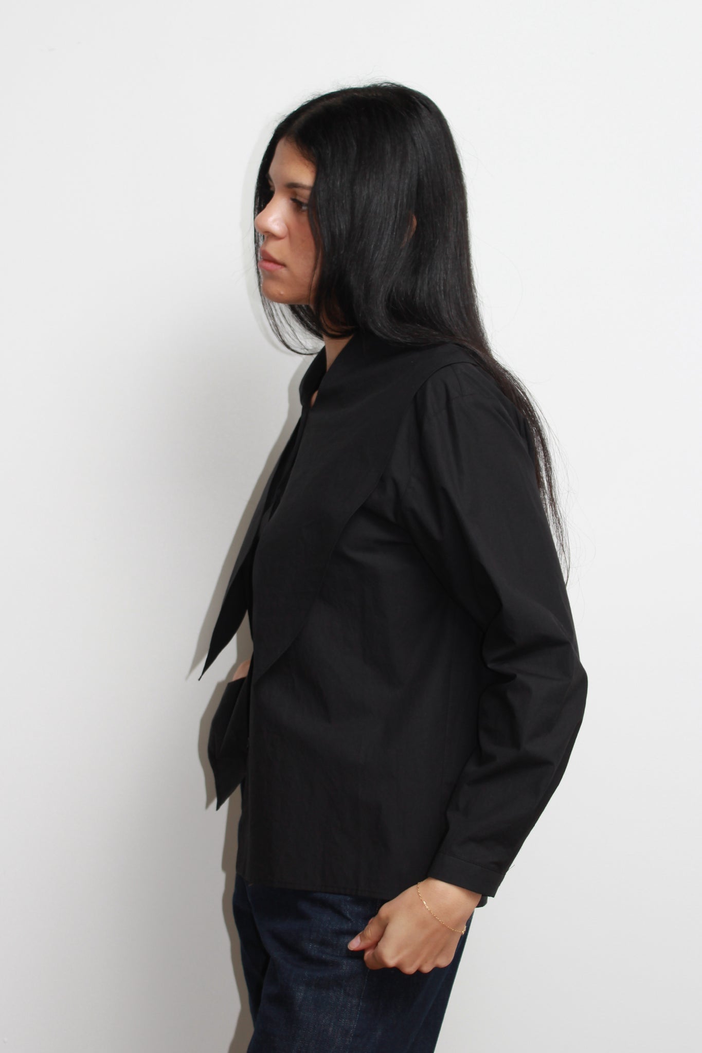 LS Sailor Collar Shirts in Black