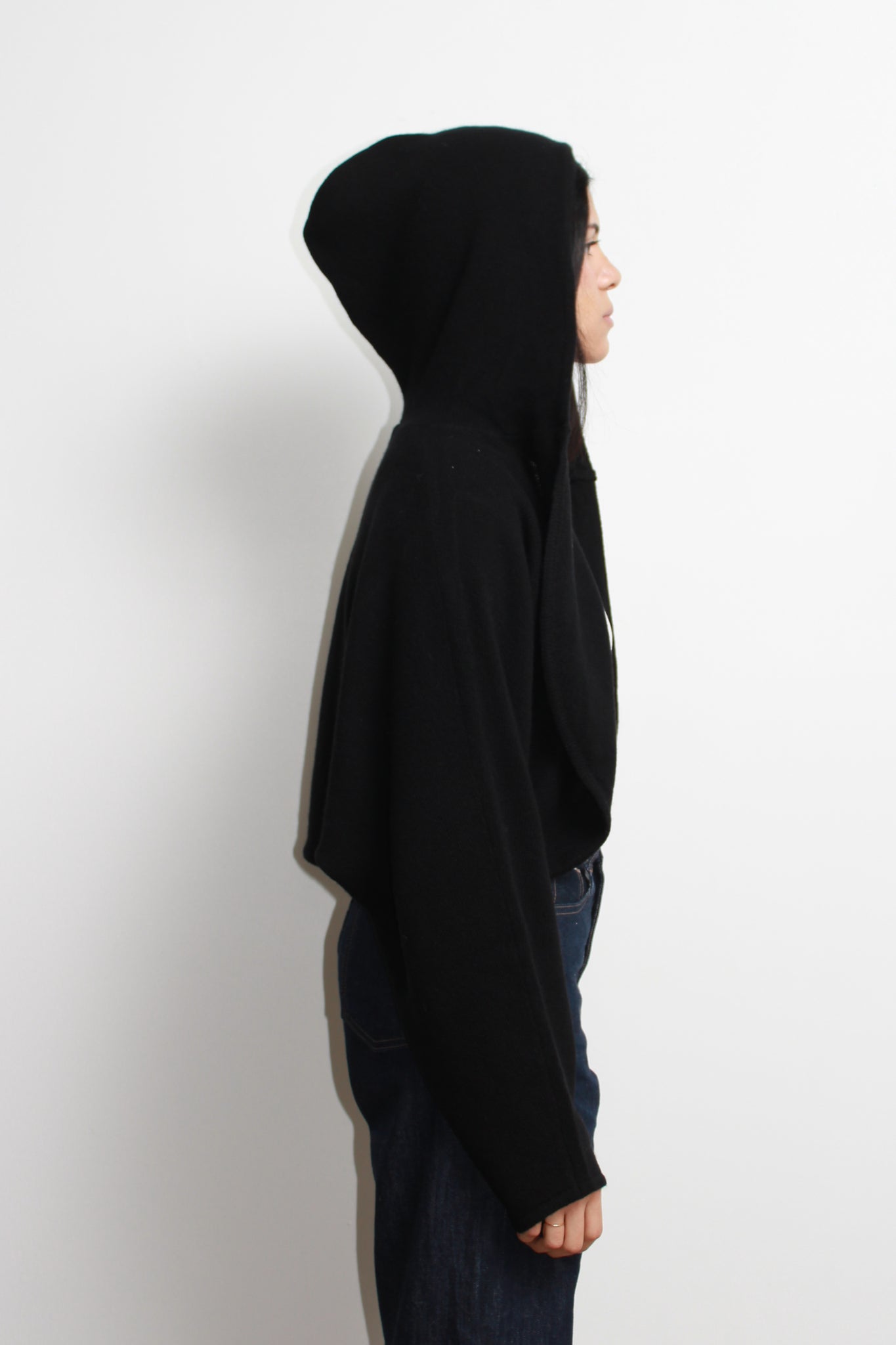 Dolman Hood Cardigan in Black