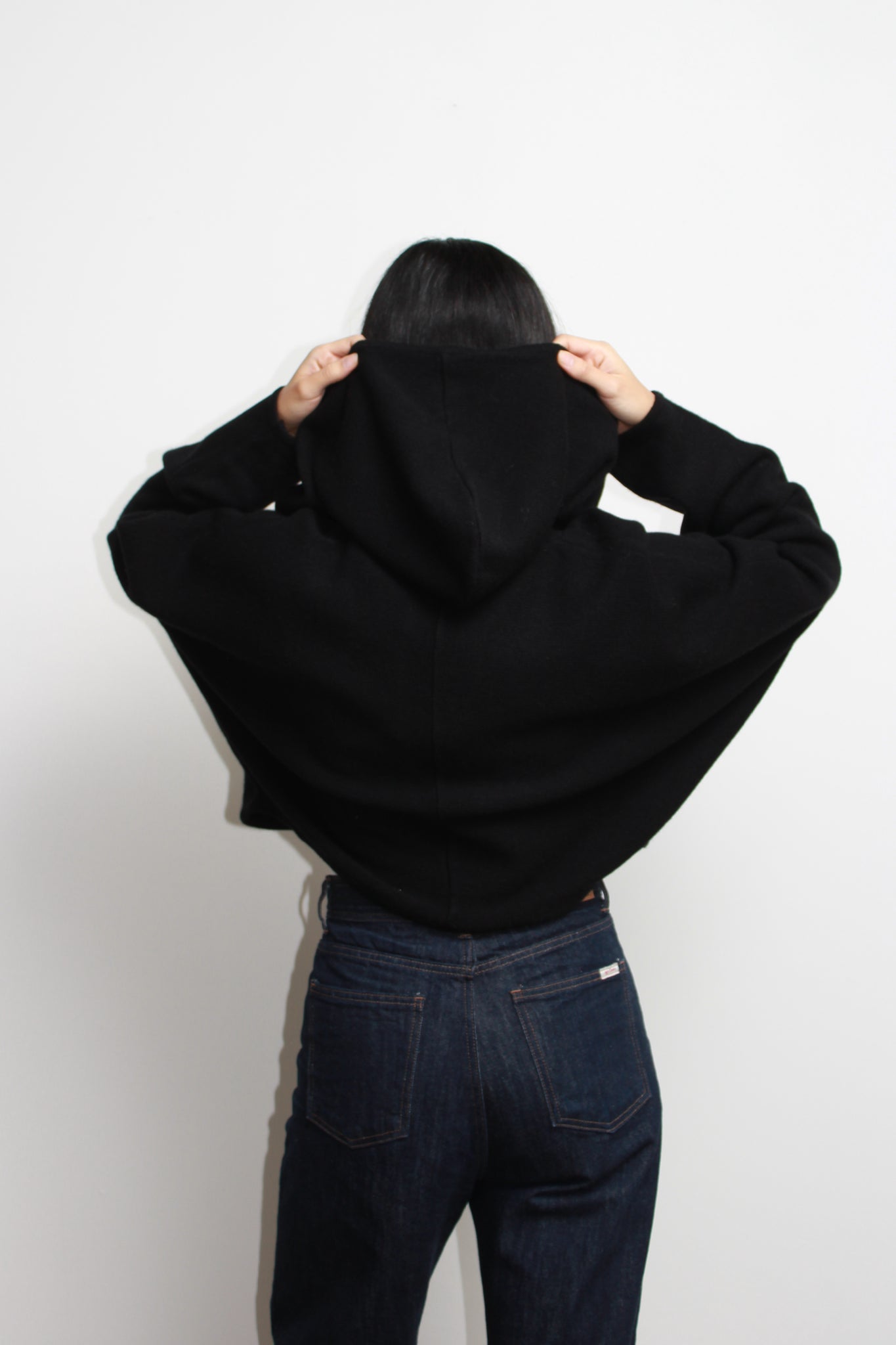 Dolman Hood Cardigan in Black