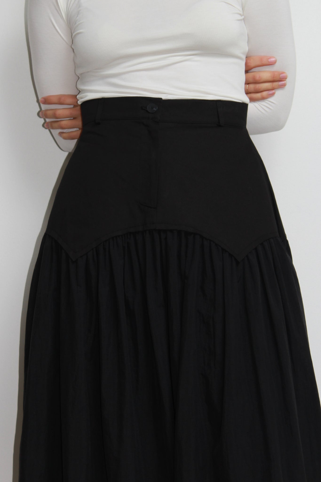 Drop-Waist flare midi skirt