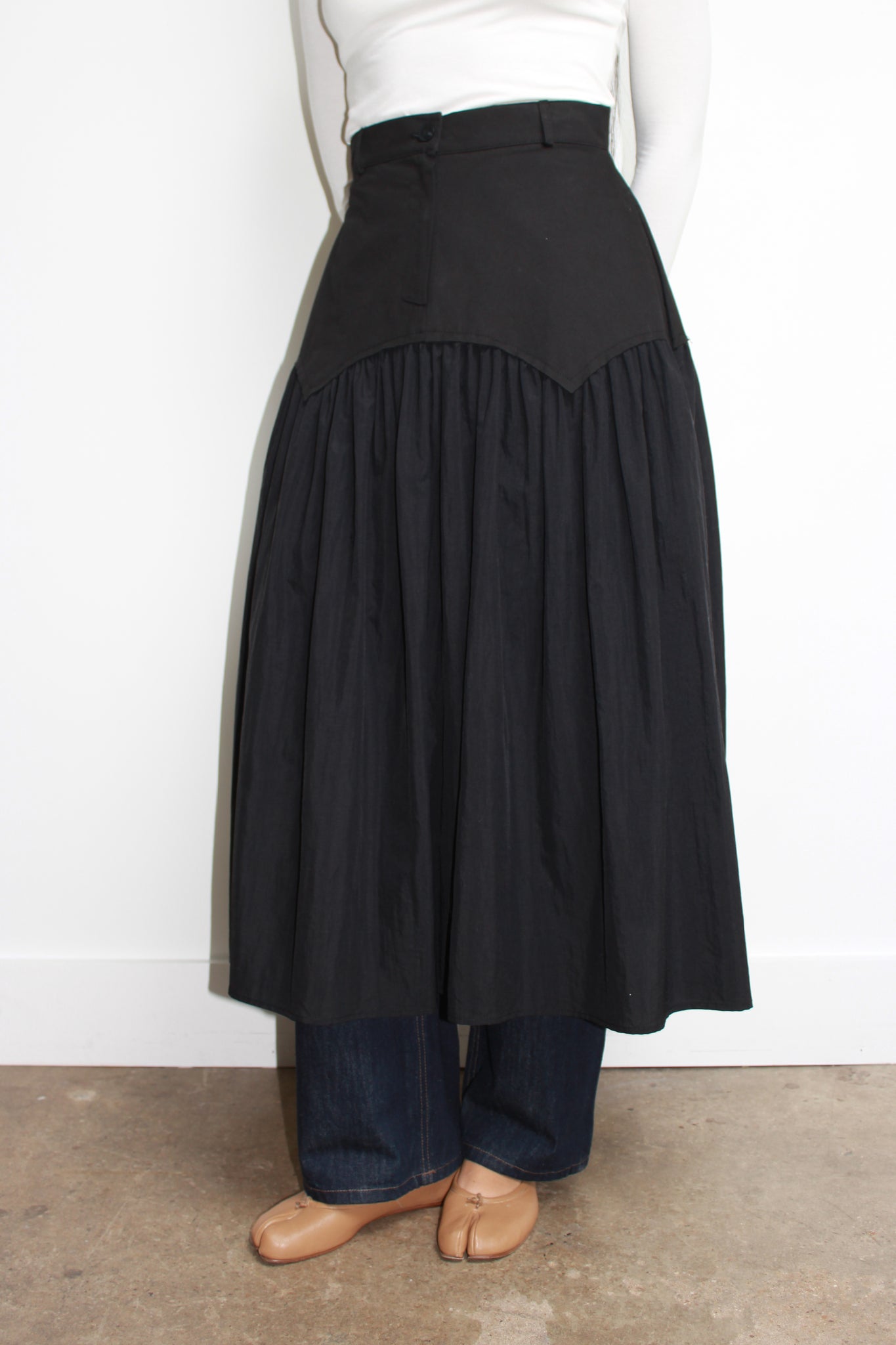 Drop-Waist flare midi skirt