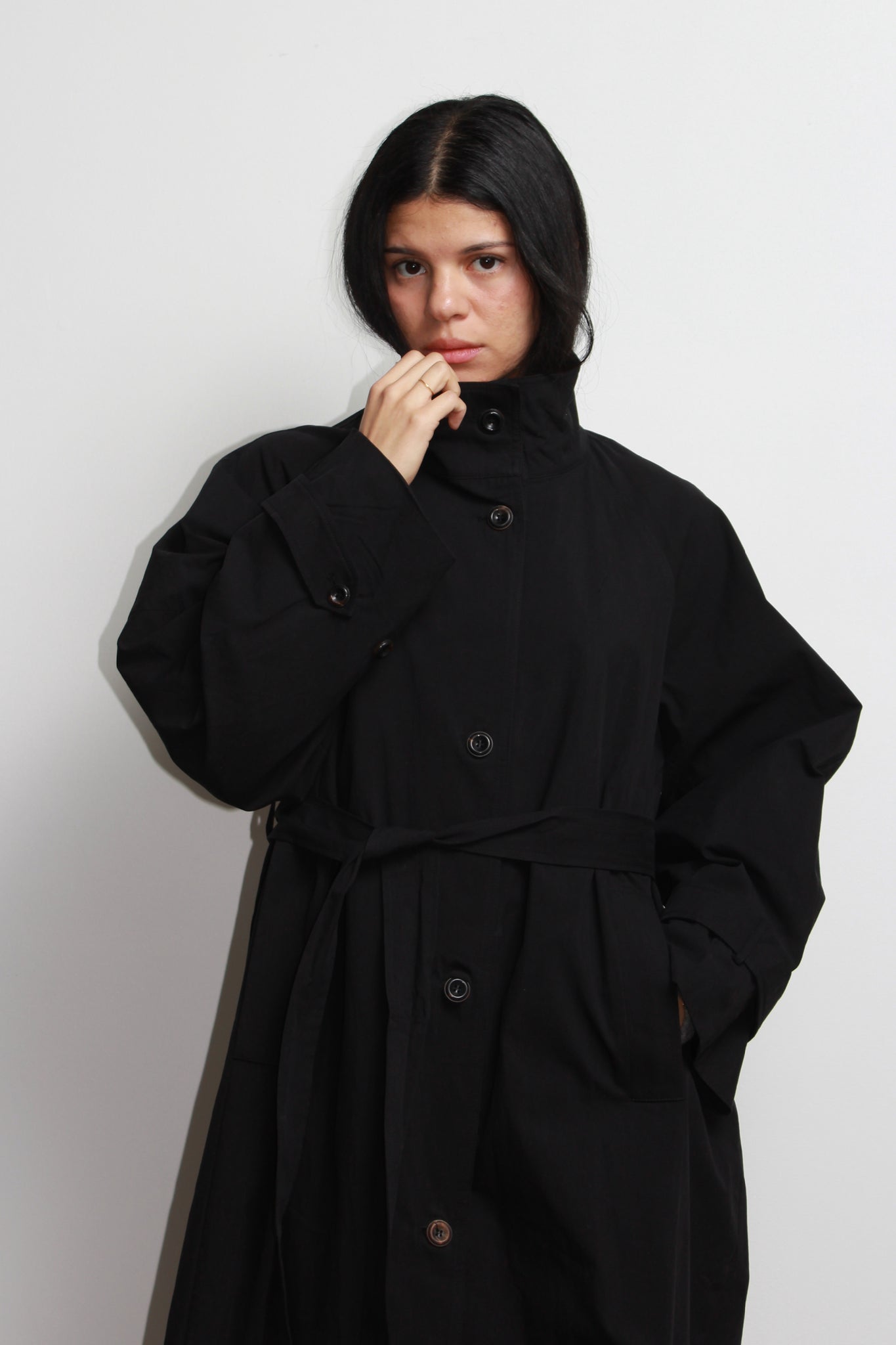 LS Oversized Trench Coat in Black