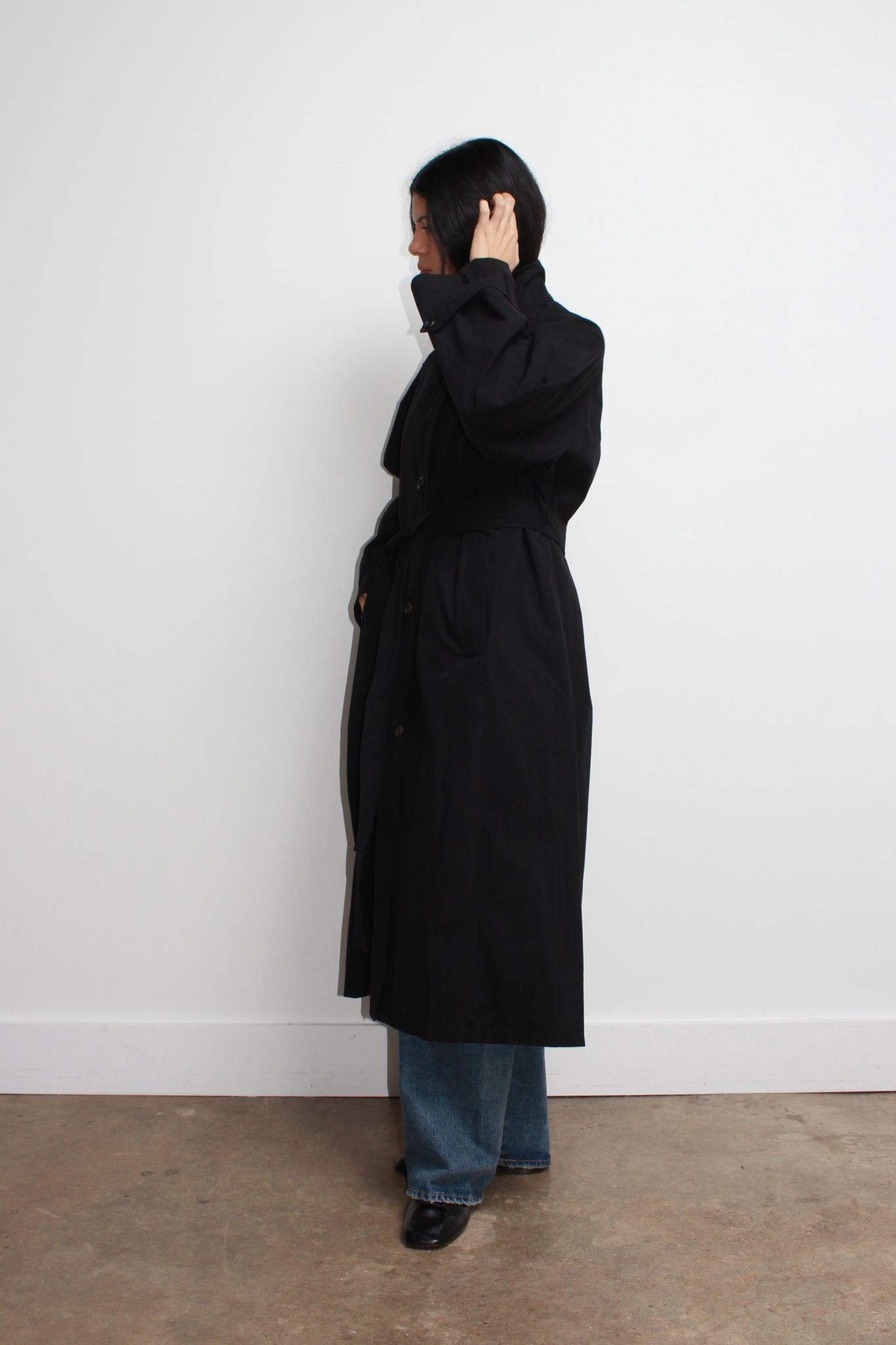 LS Oversized Trench Coat in Black