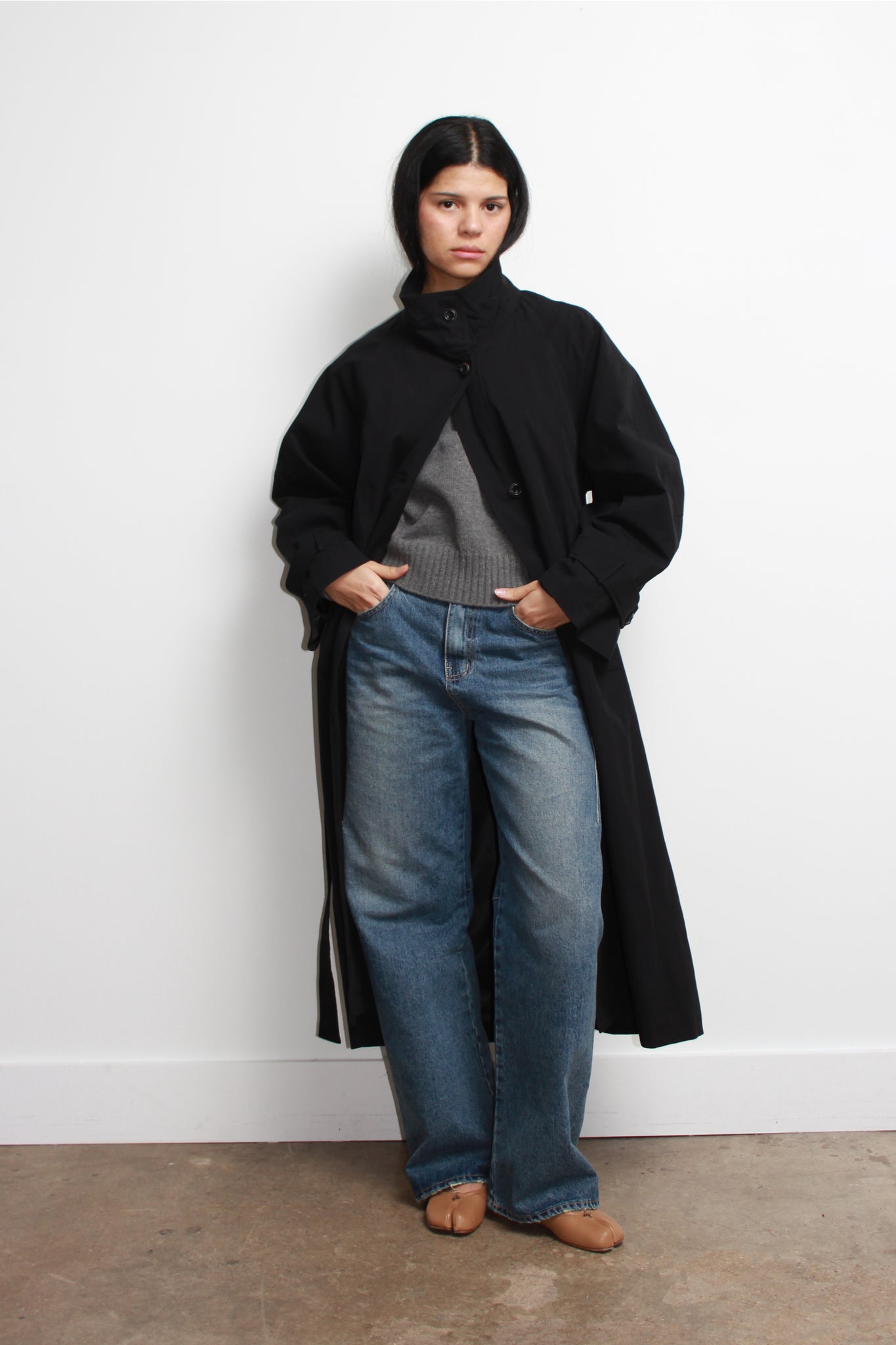 LS Oversized Trench Coat in Black