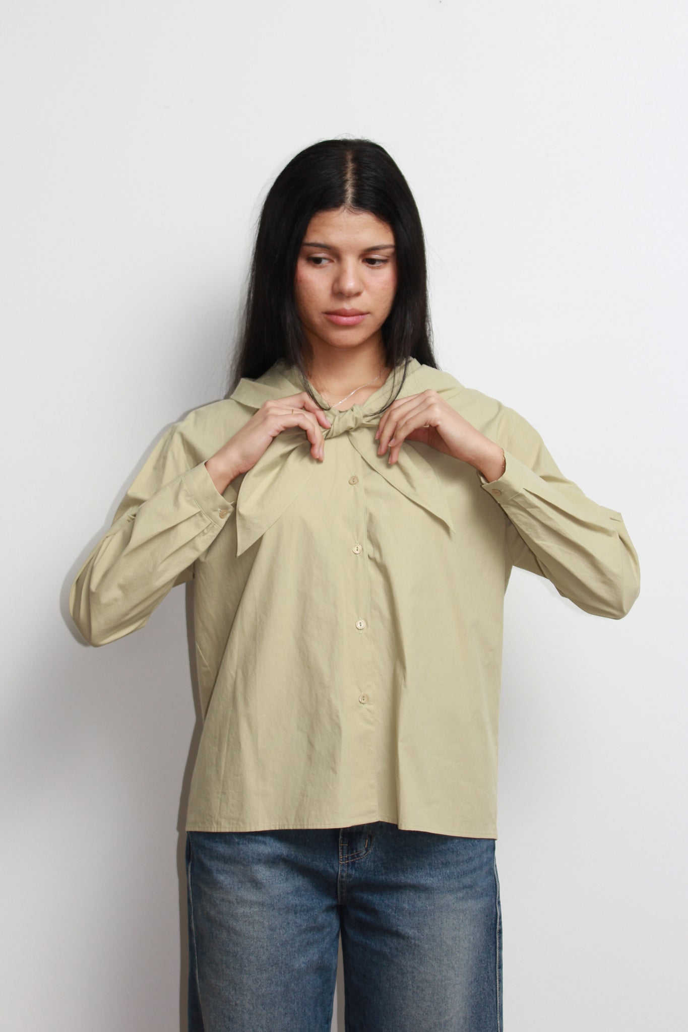 LS Sailor Collar Shirts in Khaki Green