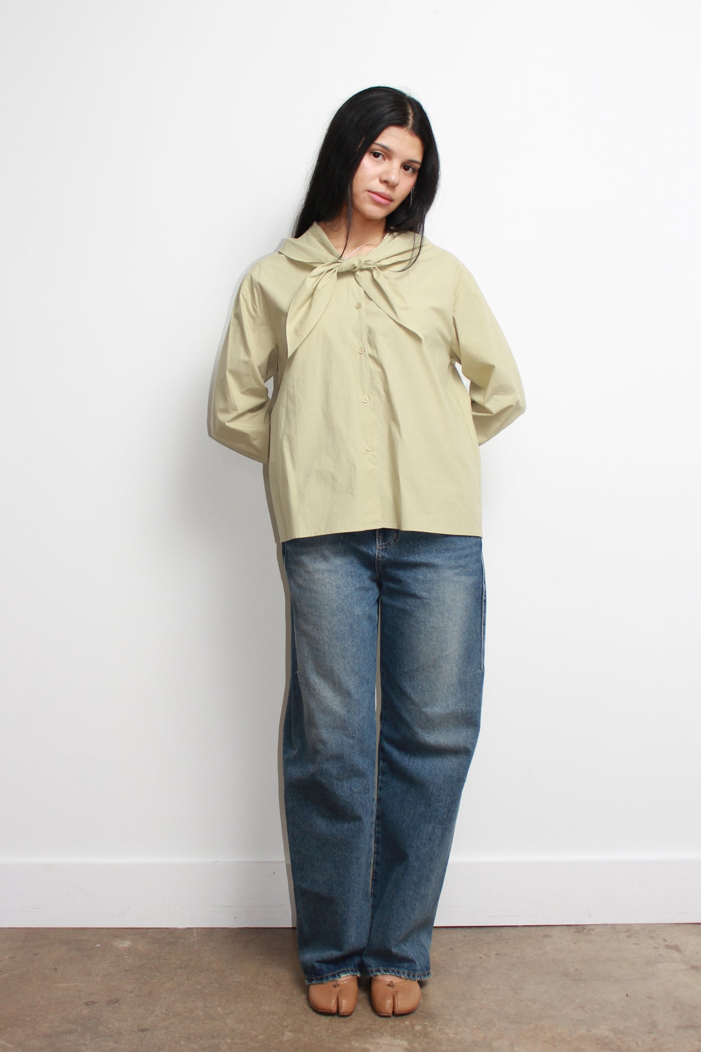 LS Sailor Collar Shirts in Khaki Green