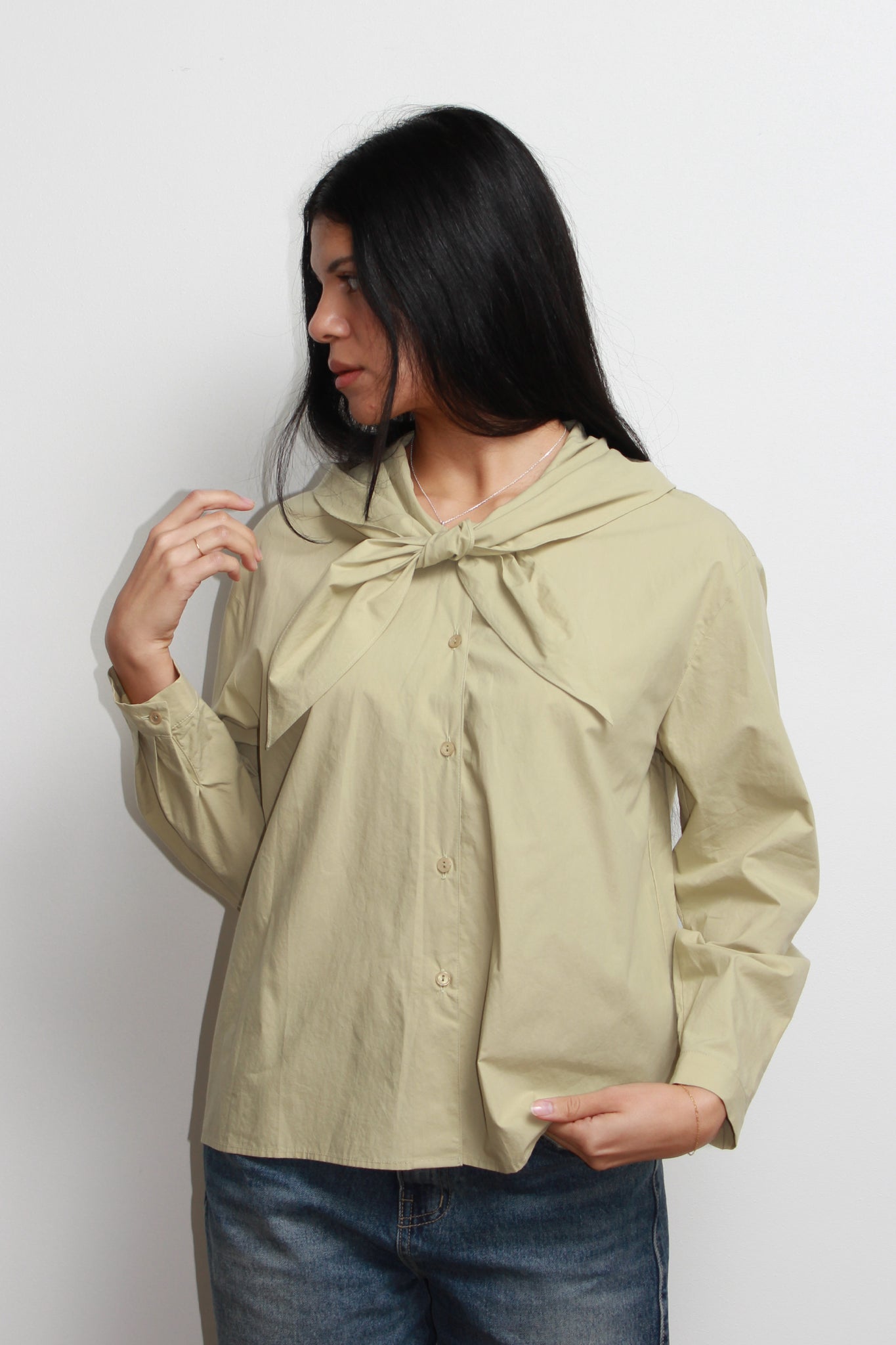 LS Sailor Collar Shirts in Khaki Green