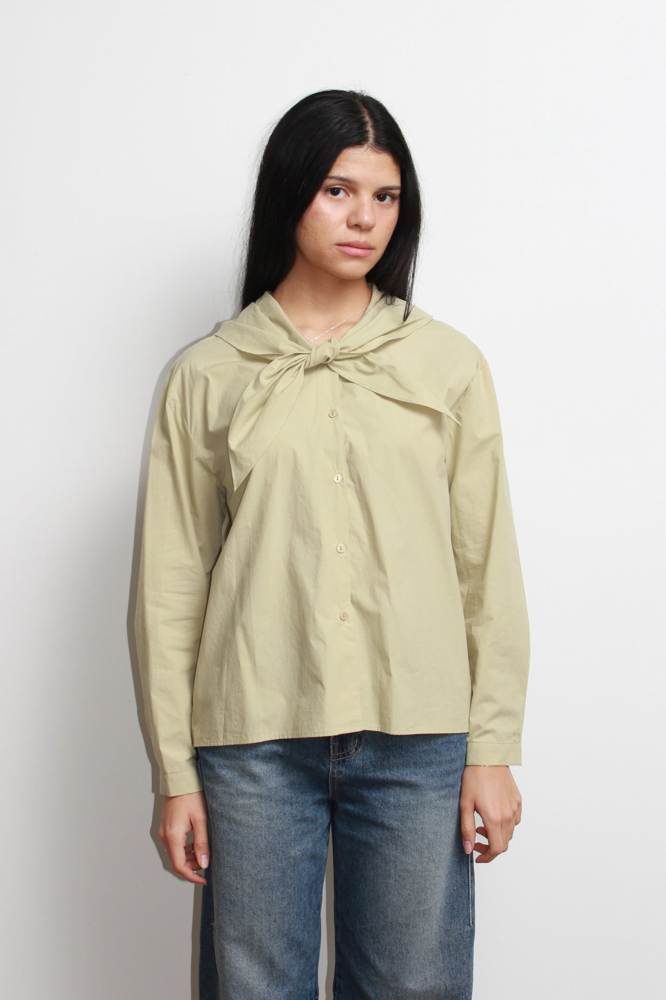 LS Sailor Collar Shirts in Khaki Green