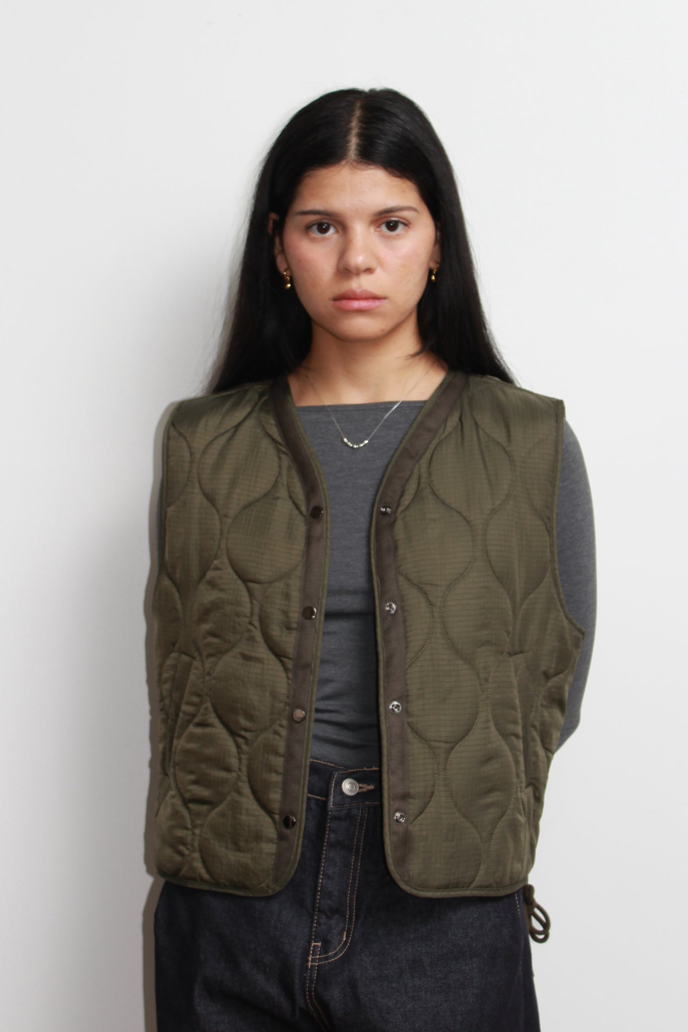 Grommet lace up quilted vest