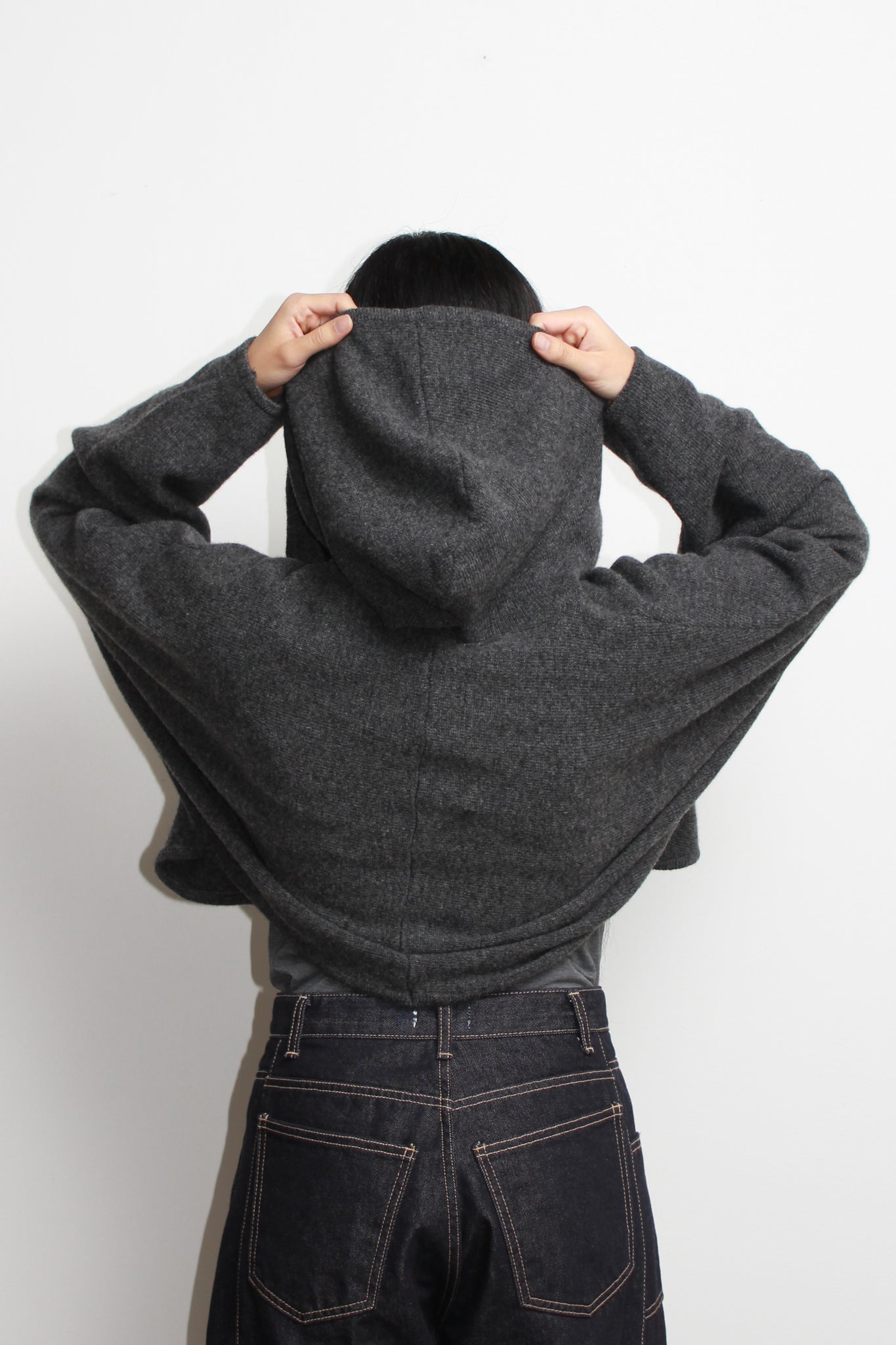 Dolman Hood Cardigan in Charcoal