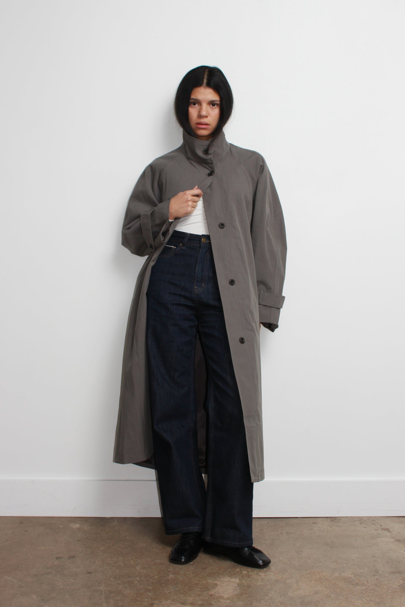 LS Oversized Trench Coat in Khaki Grey