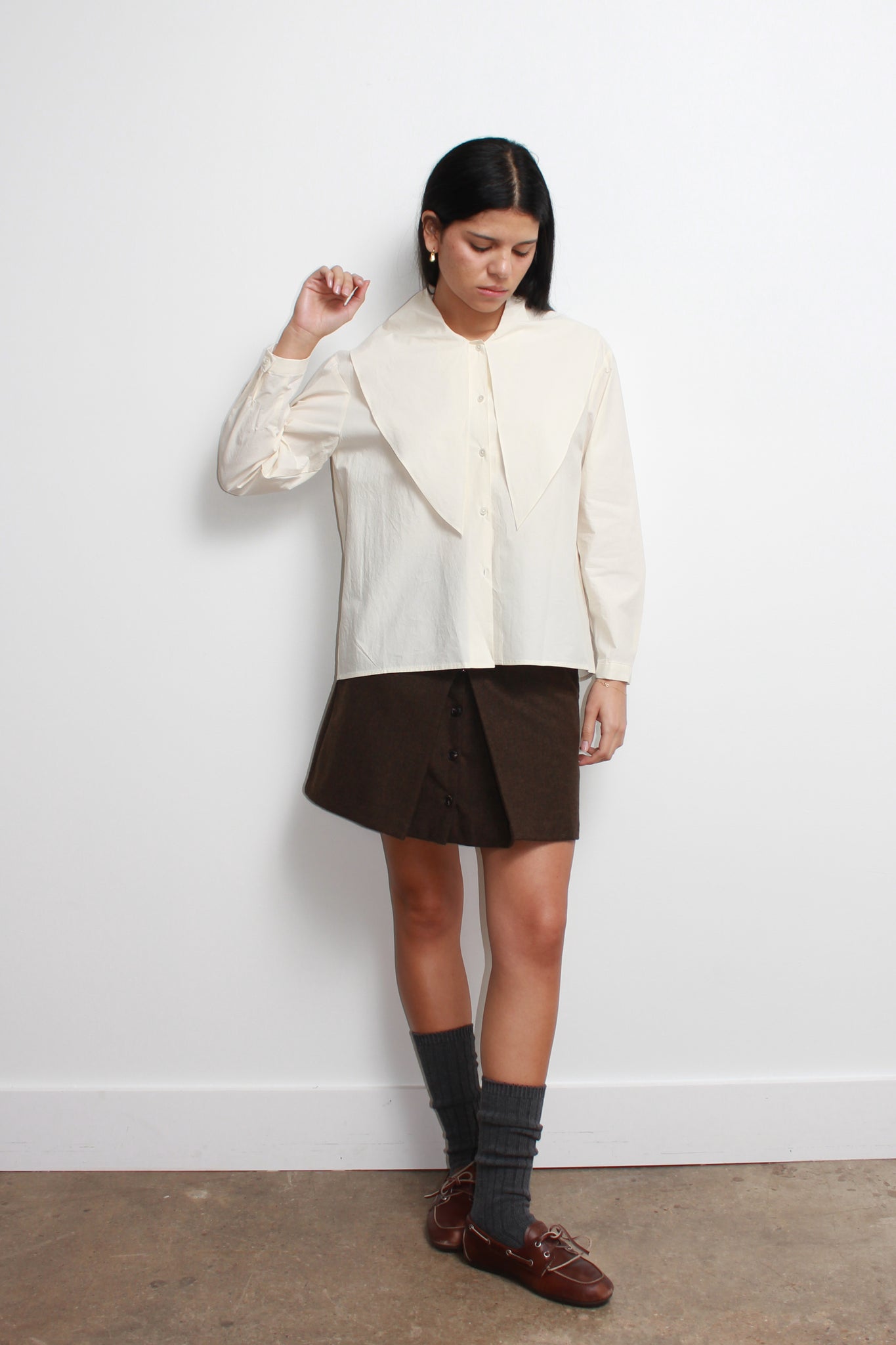 LS Sailor Collar Shirts in Ivory