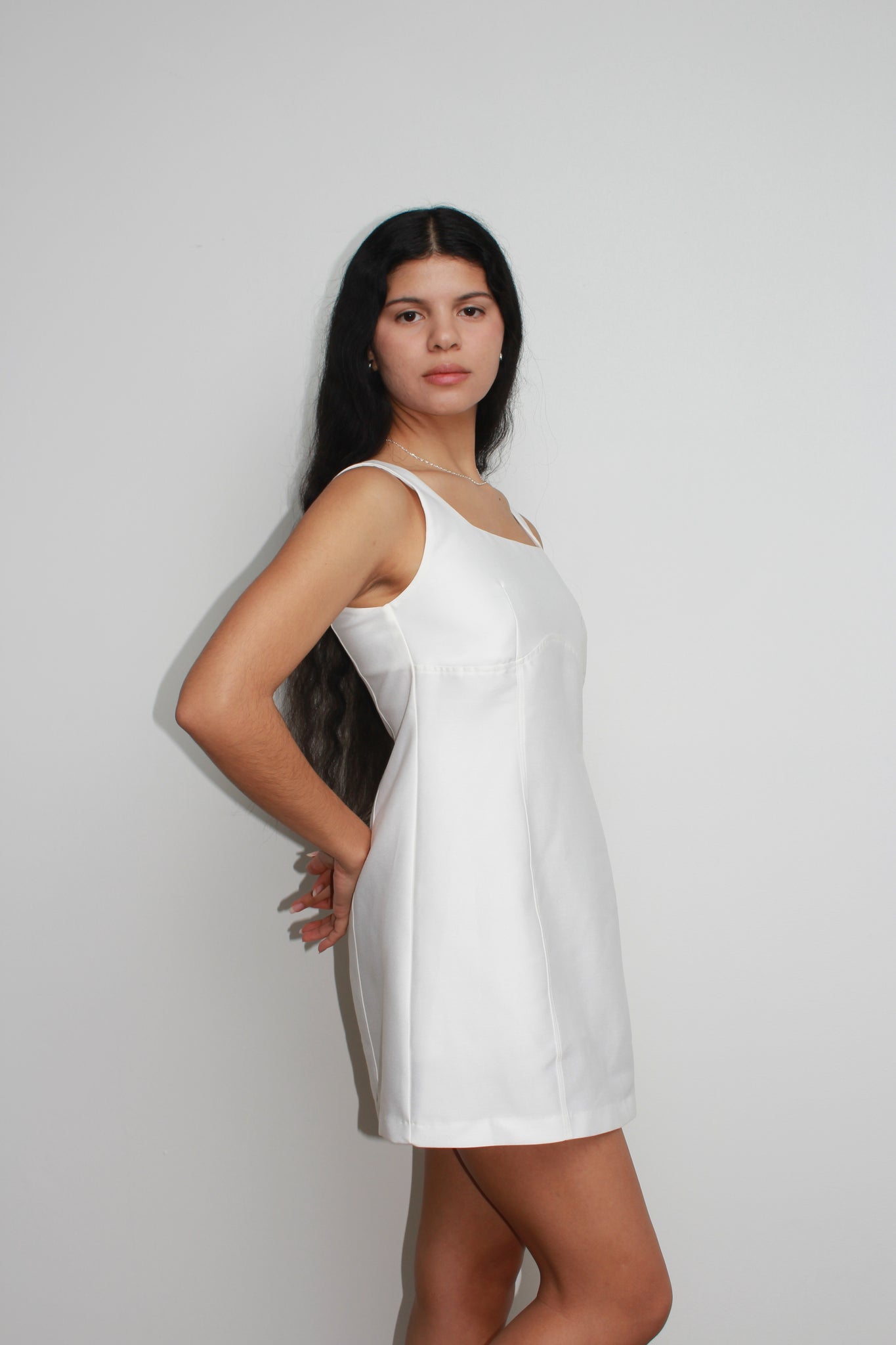 Mardi Square Neck Mini Dress in White