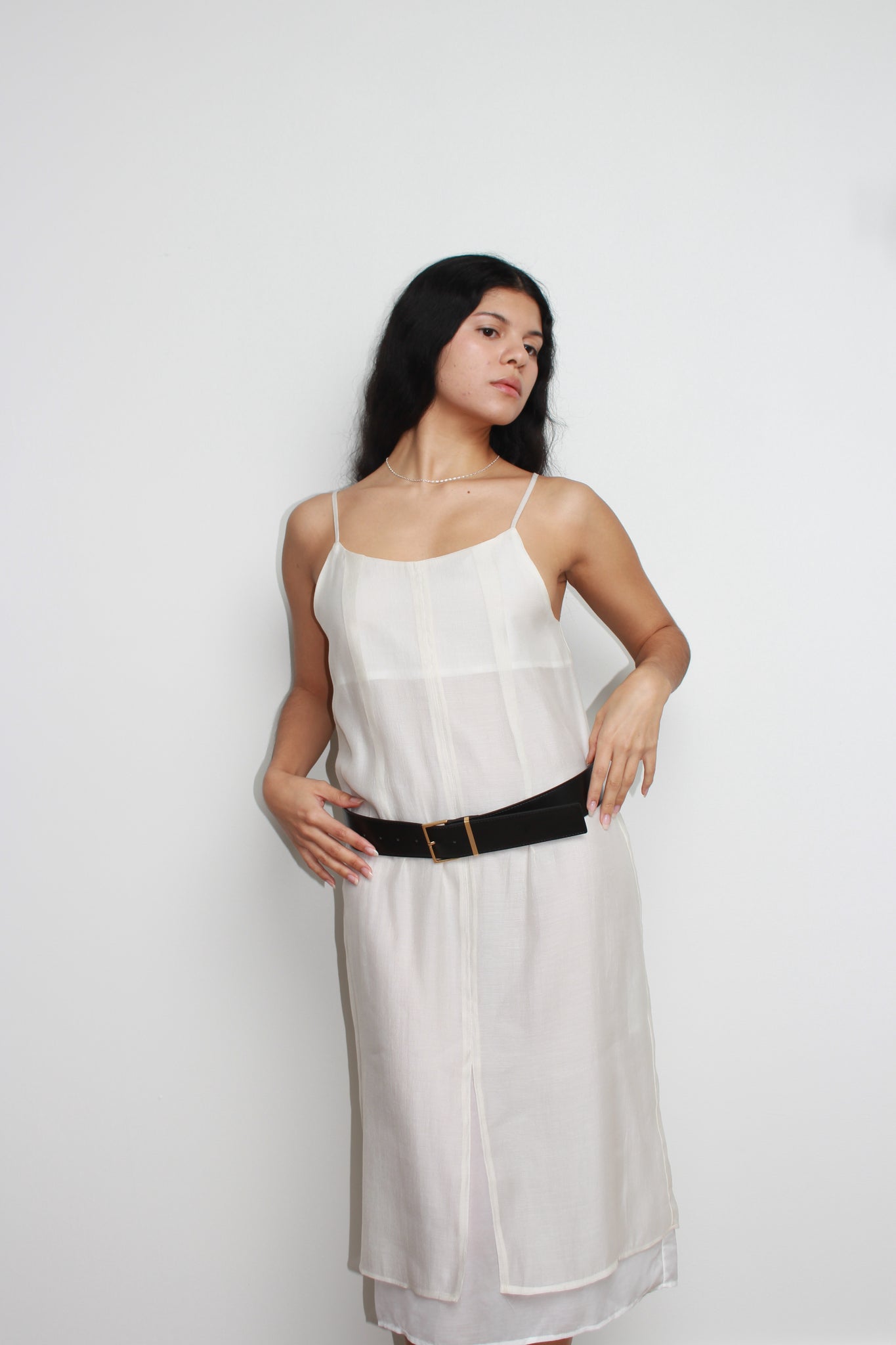 Silhouette Layered Dress in white