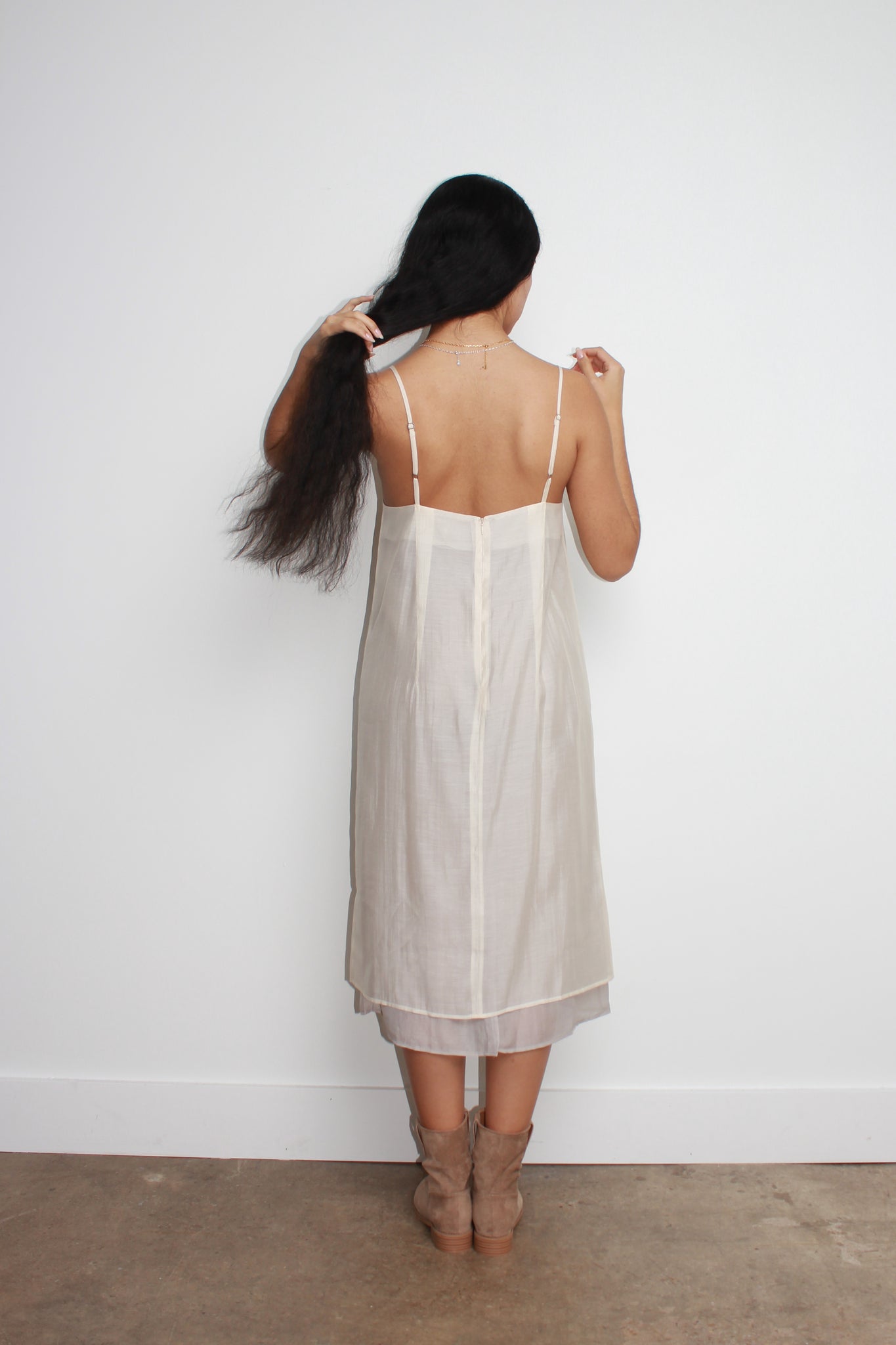 Silhouette Layered Dress in Beige