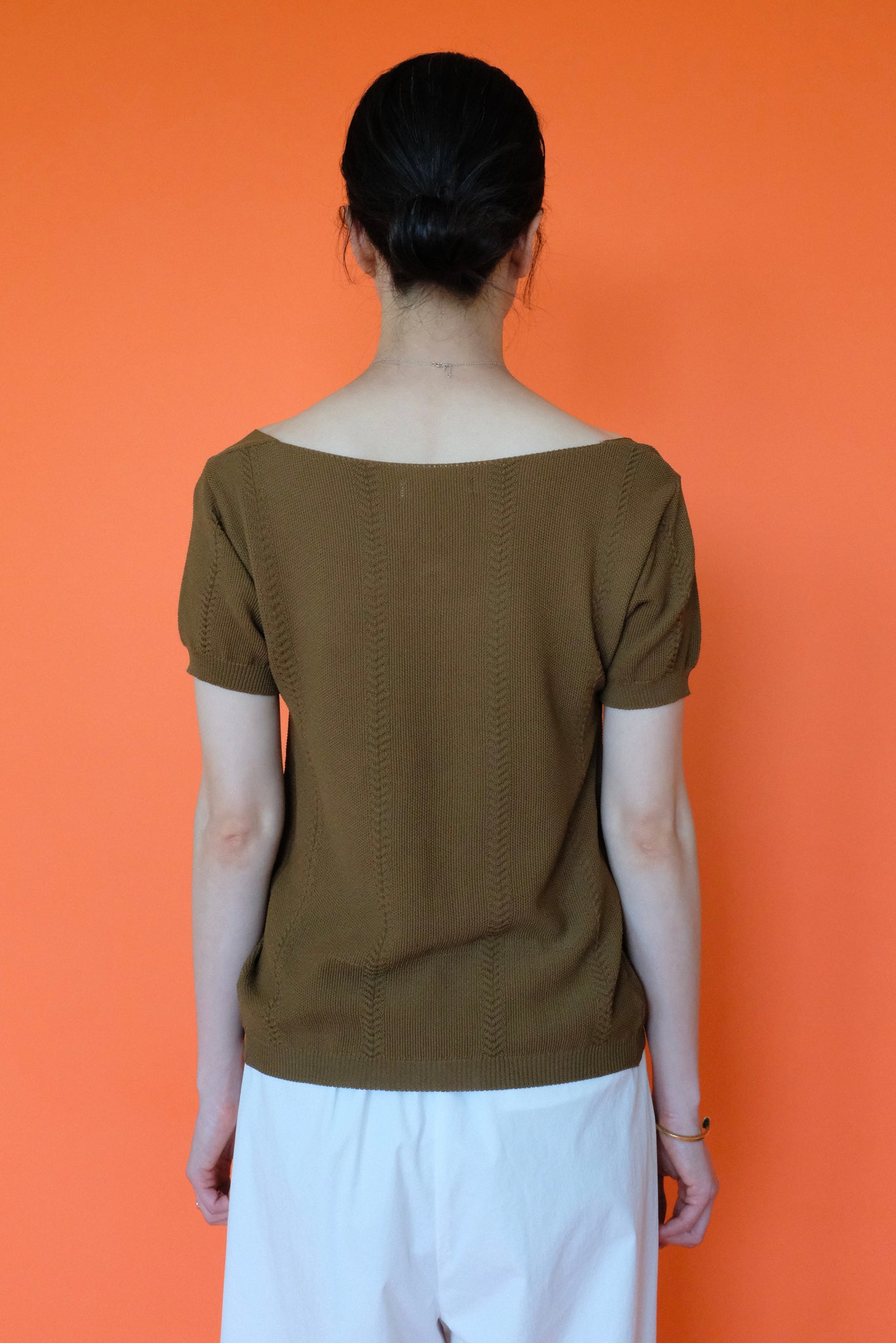 Scoop Neck Knit Cardigan in Brown