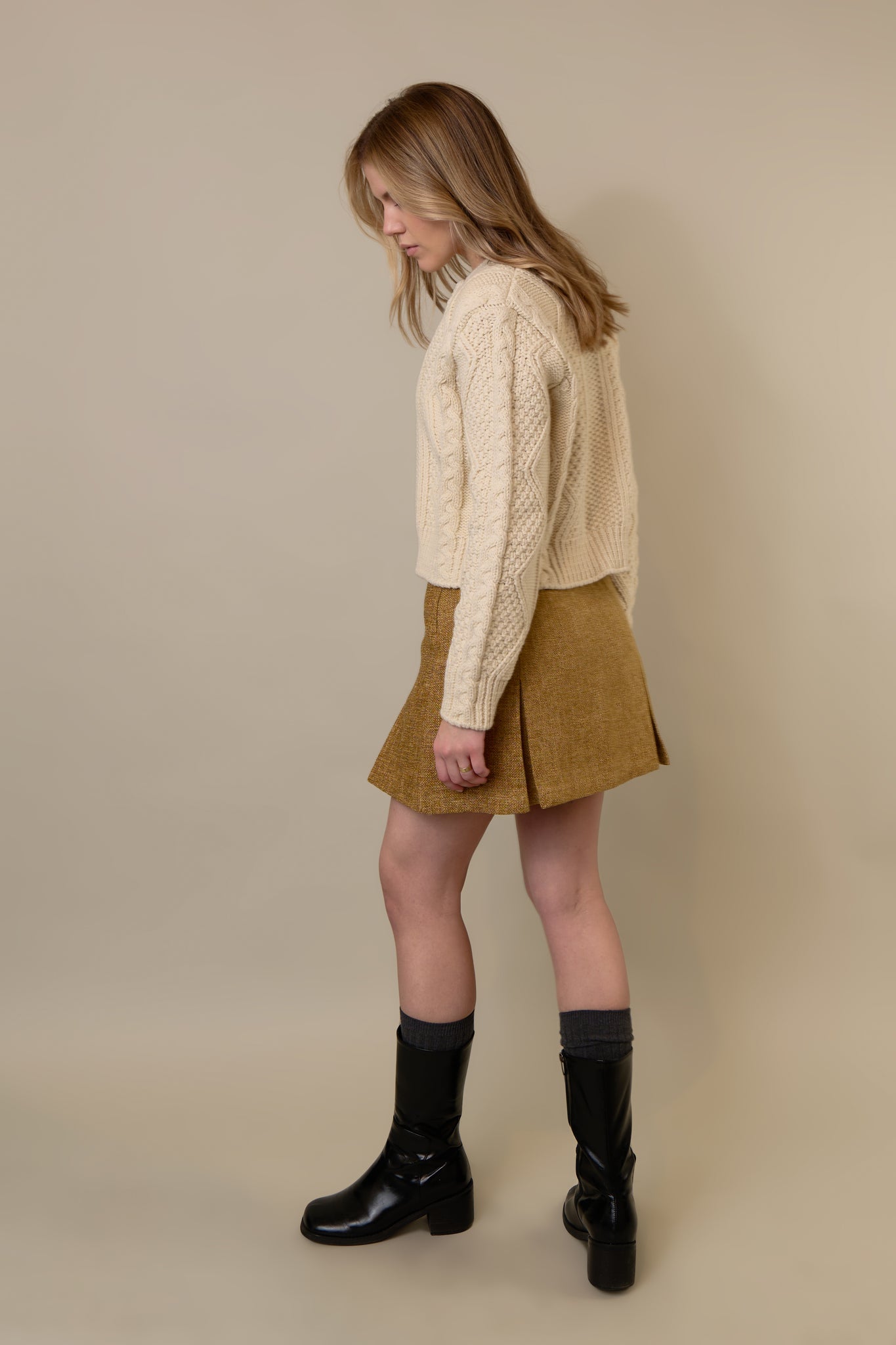 Cable Knit Cardigan in Ivory