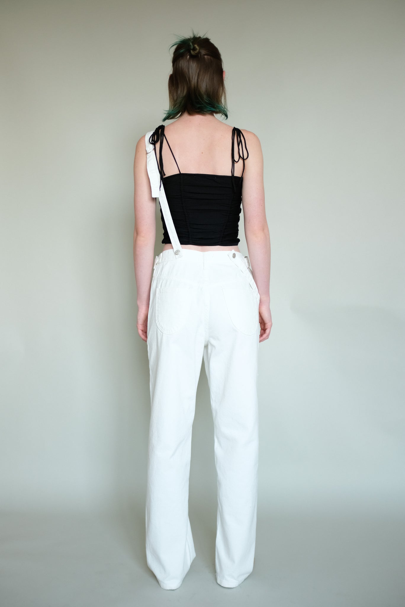 Detachable Overall Denim in White