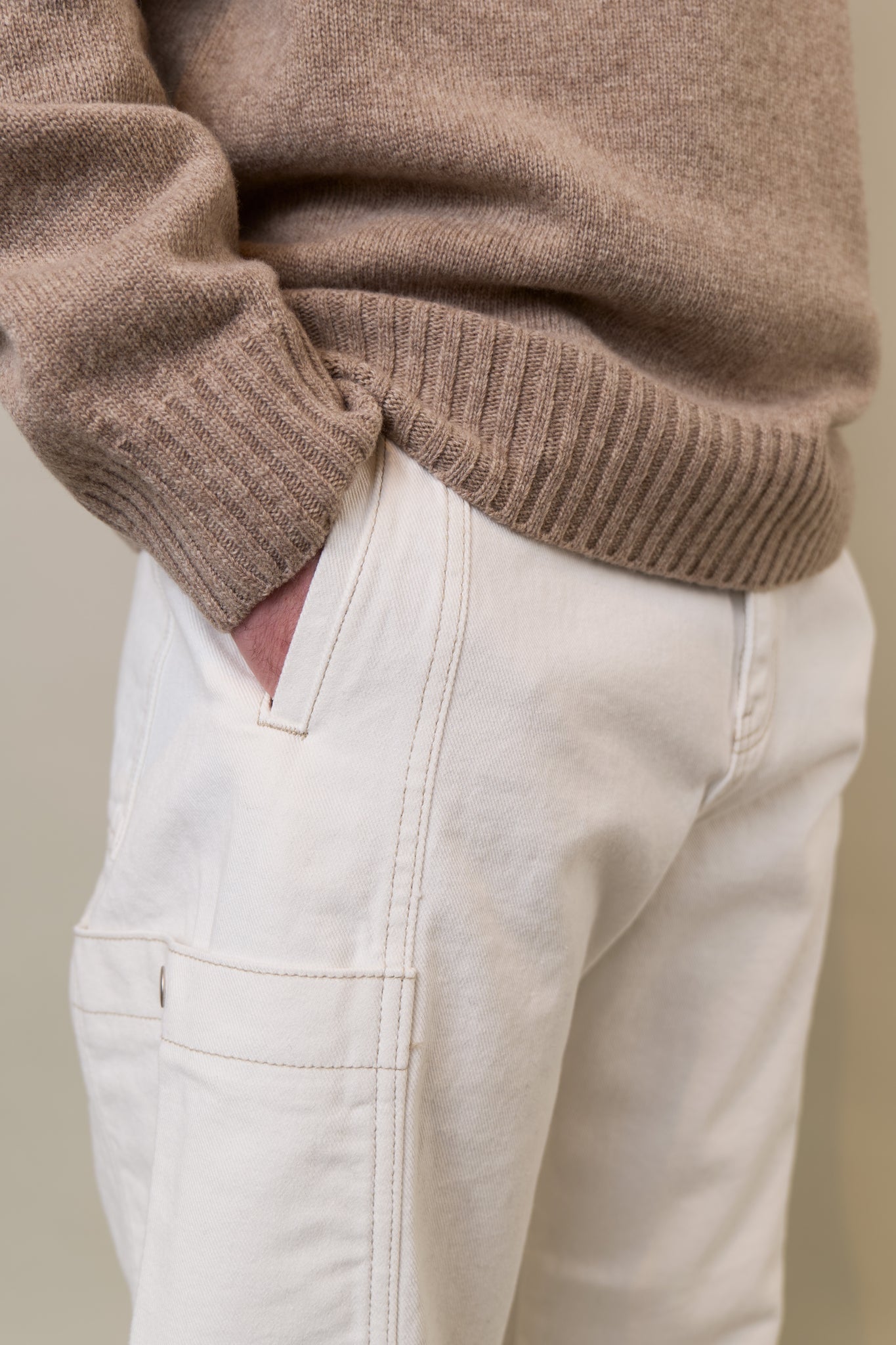 Stitch Cargo Pants In White