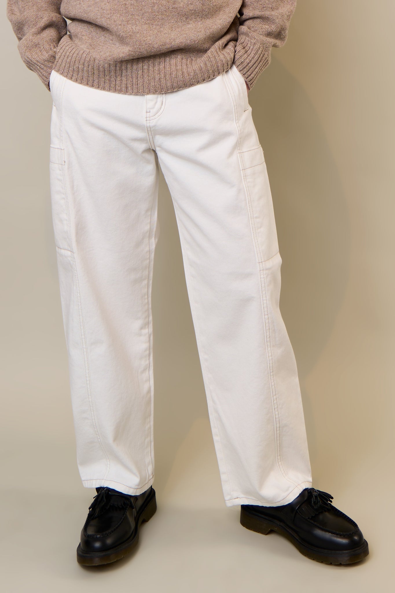 Stitch Cargo Pants In White
