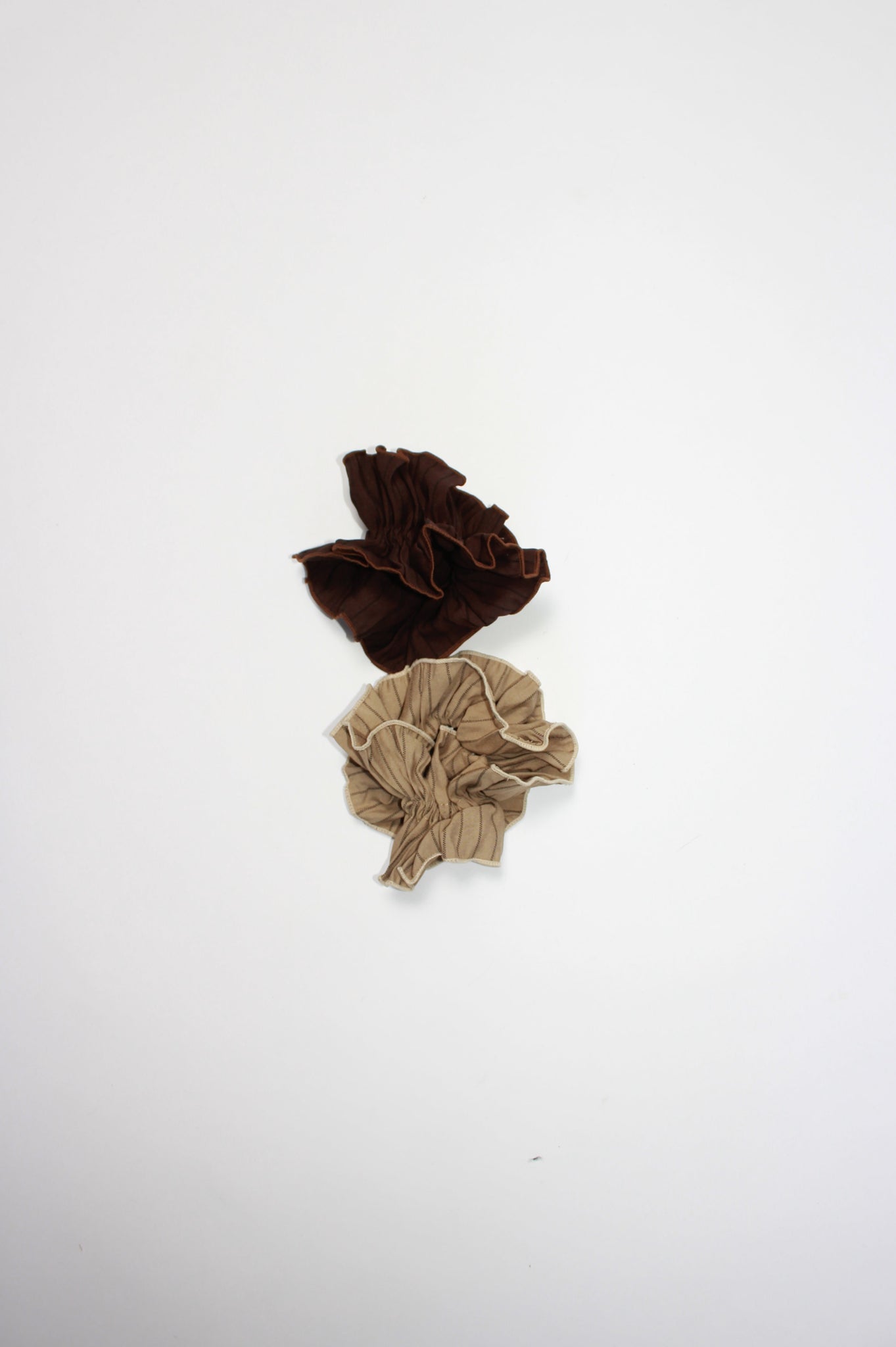 Stripe Ruffle Scrunchie in Brown