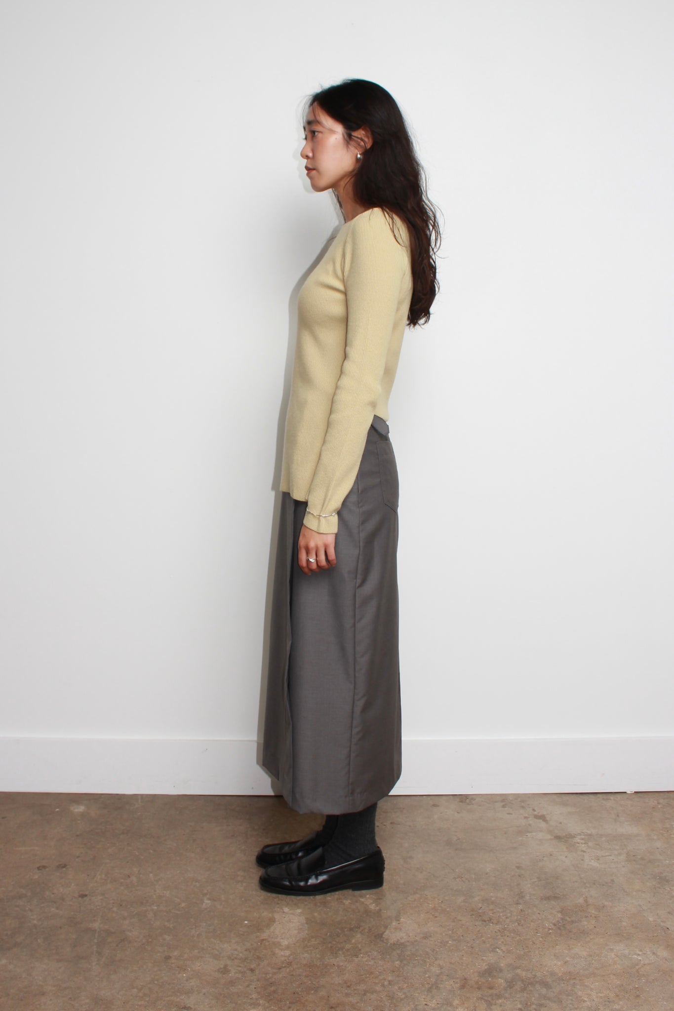 Unbalance Button detail Sweater in Mustard