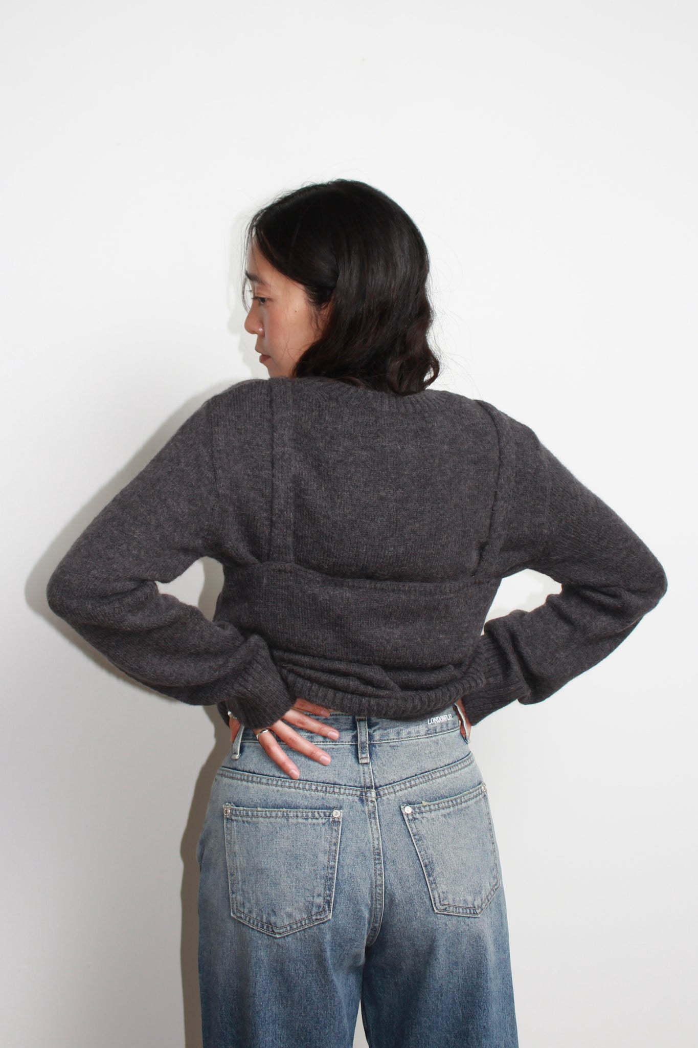 ACME bustier Layered Sweater in Charcoal