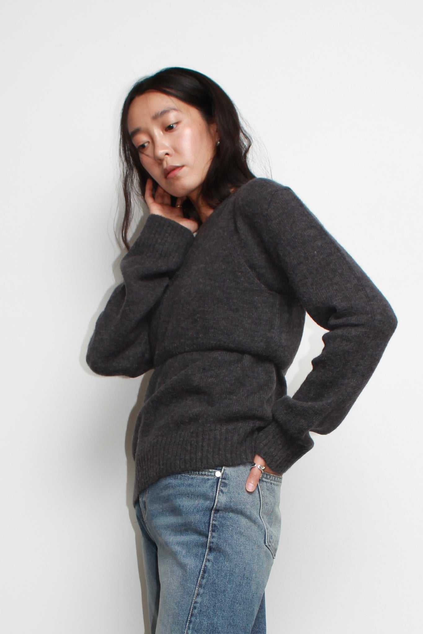 ACME bustier Layered Sweater in Charcoal