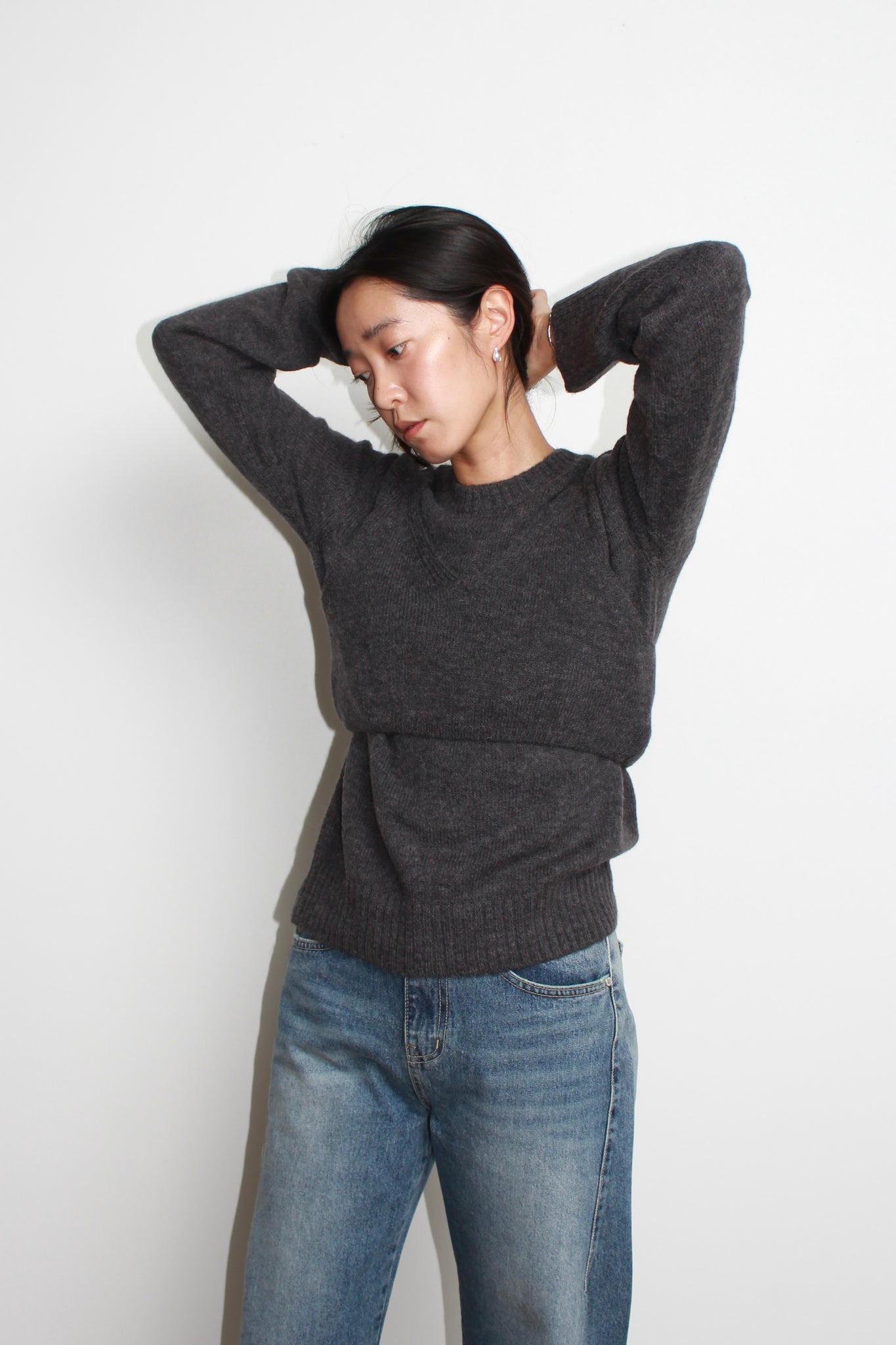 ACME bustier Layered Sweater in Charcoal