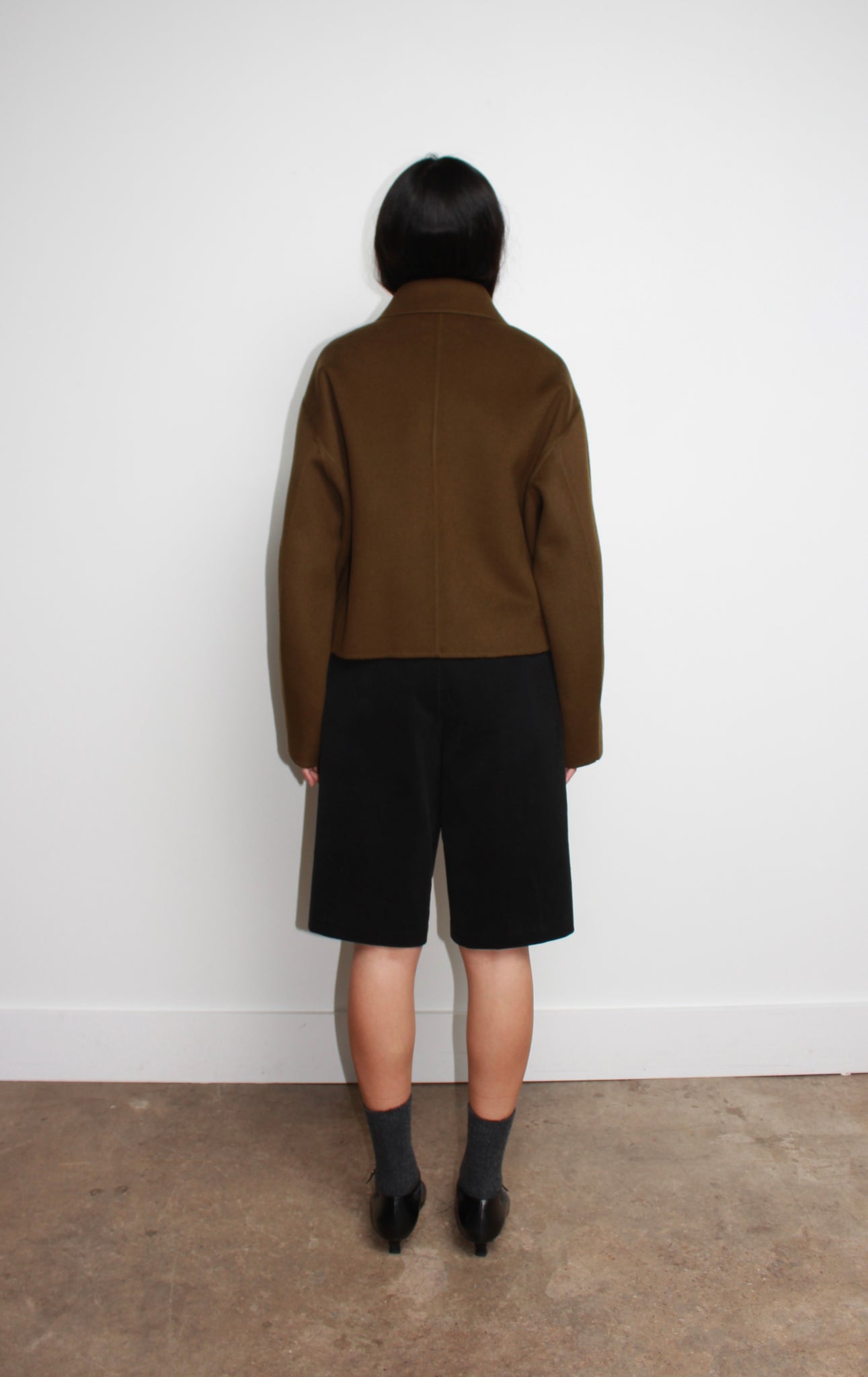 Handmade Wool Zip-up Coat Olive Brown