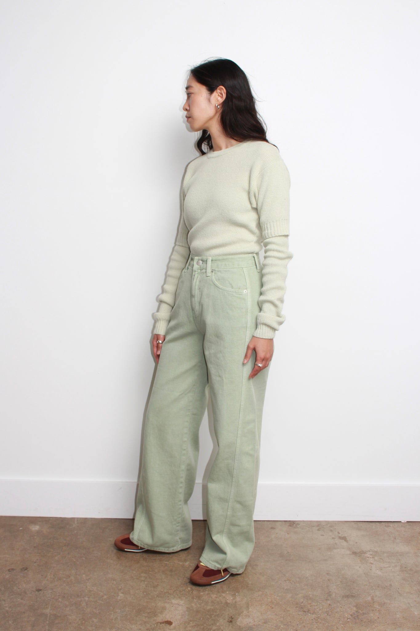 Straight Leg Denim Pants in Mint