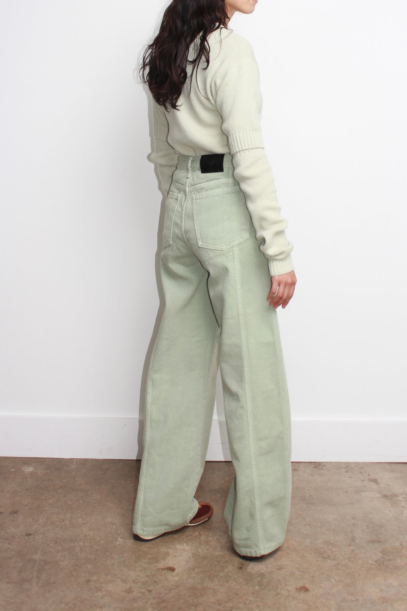 Straight Leg Denim Pants in Mint