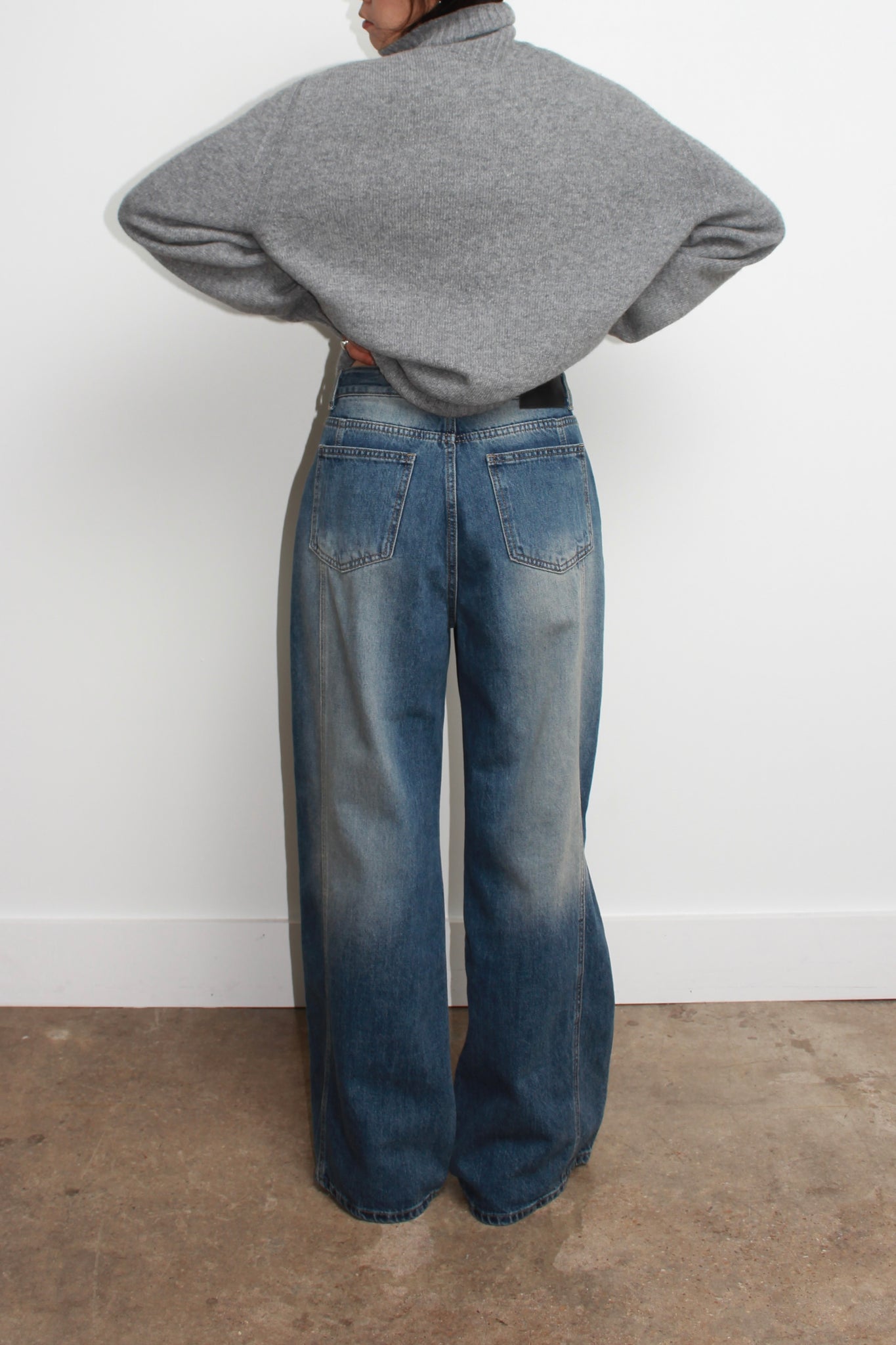 Whole garment Fine wool Turtleneck Sweater in Grey