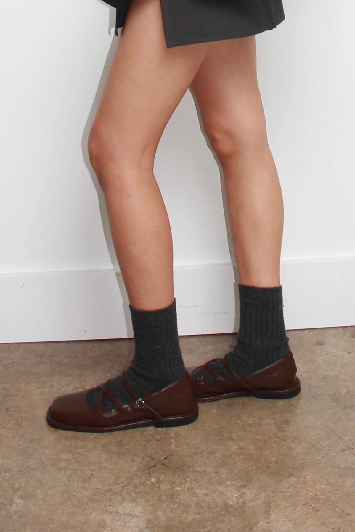 X Strap Mary Jane Loafer in Brown