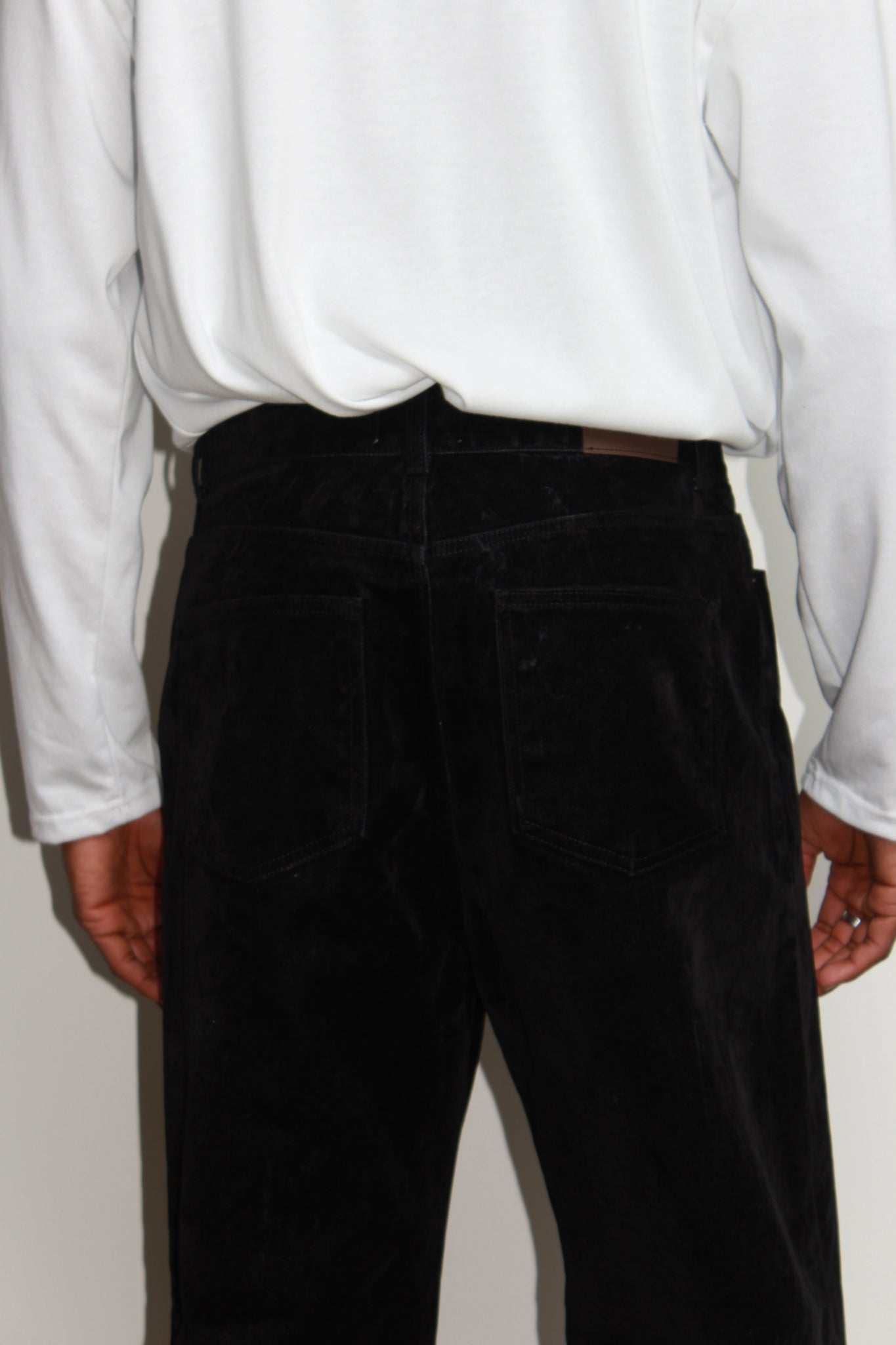 Velvet Denim Pants in Black