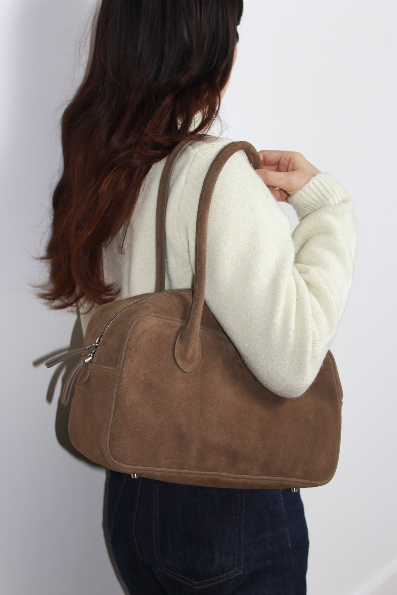 Real Suede Square Bag in Olive