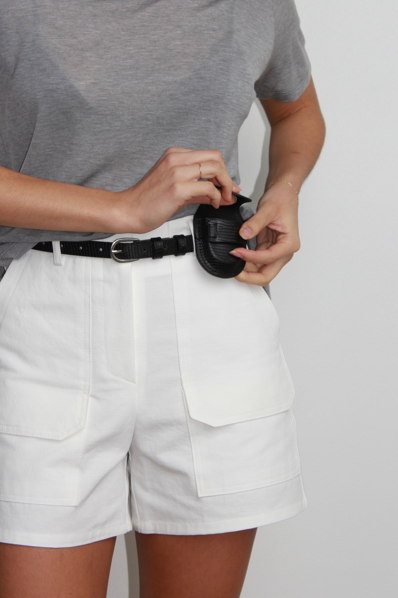 Leather Pouch Belt in Black