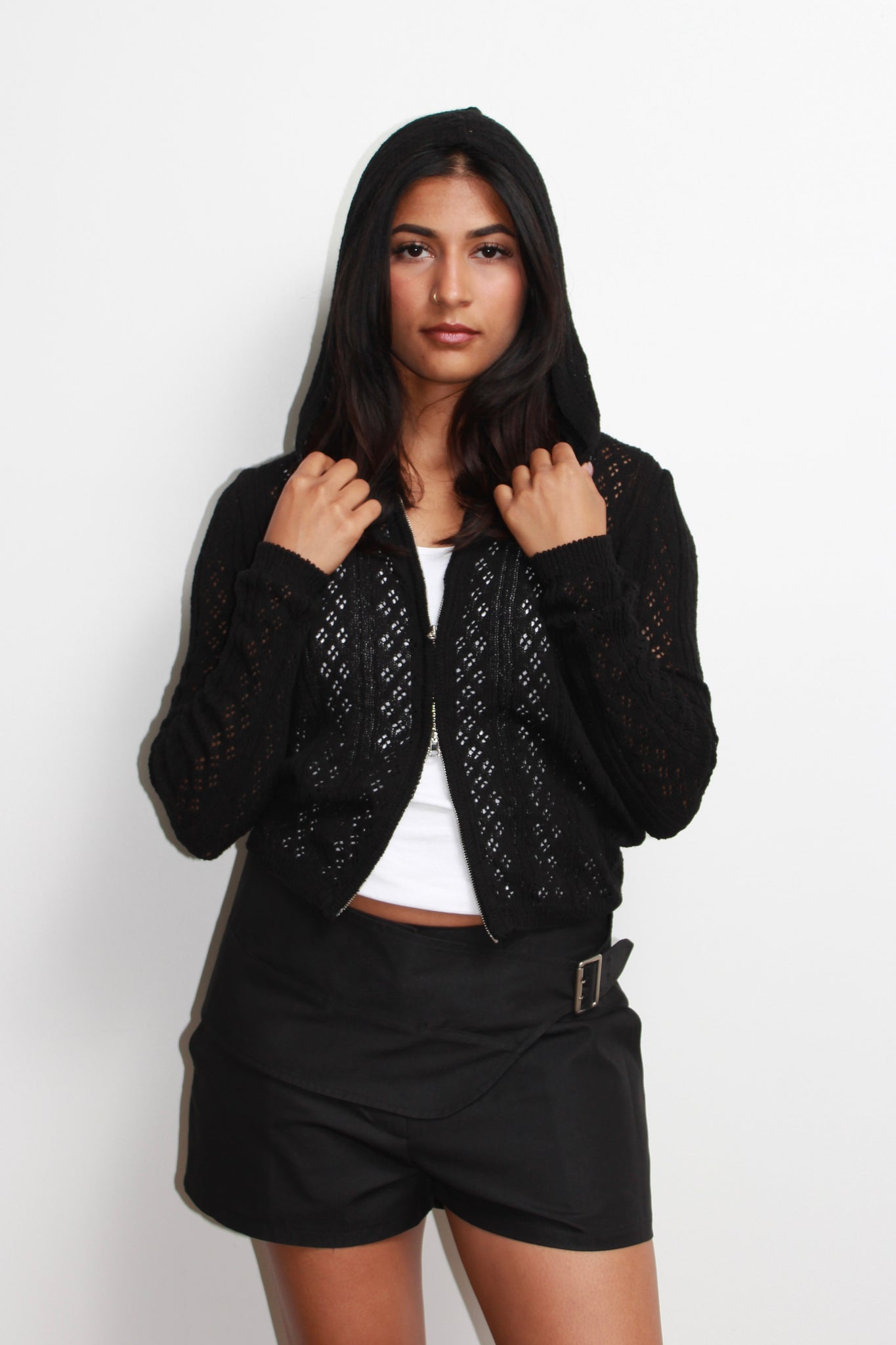 Scaci Hood Zip Up in Black