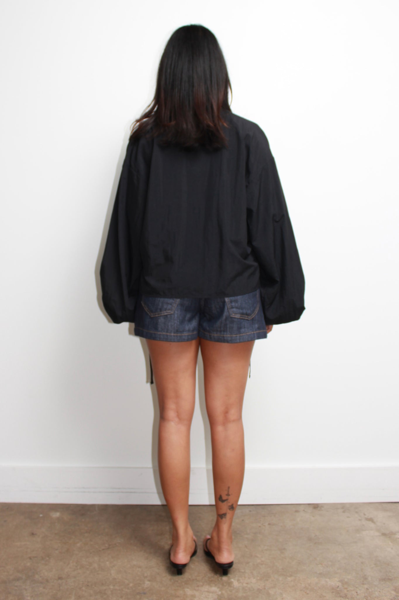 Ruffle Drawstring Bolero in Black