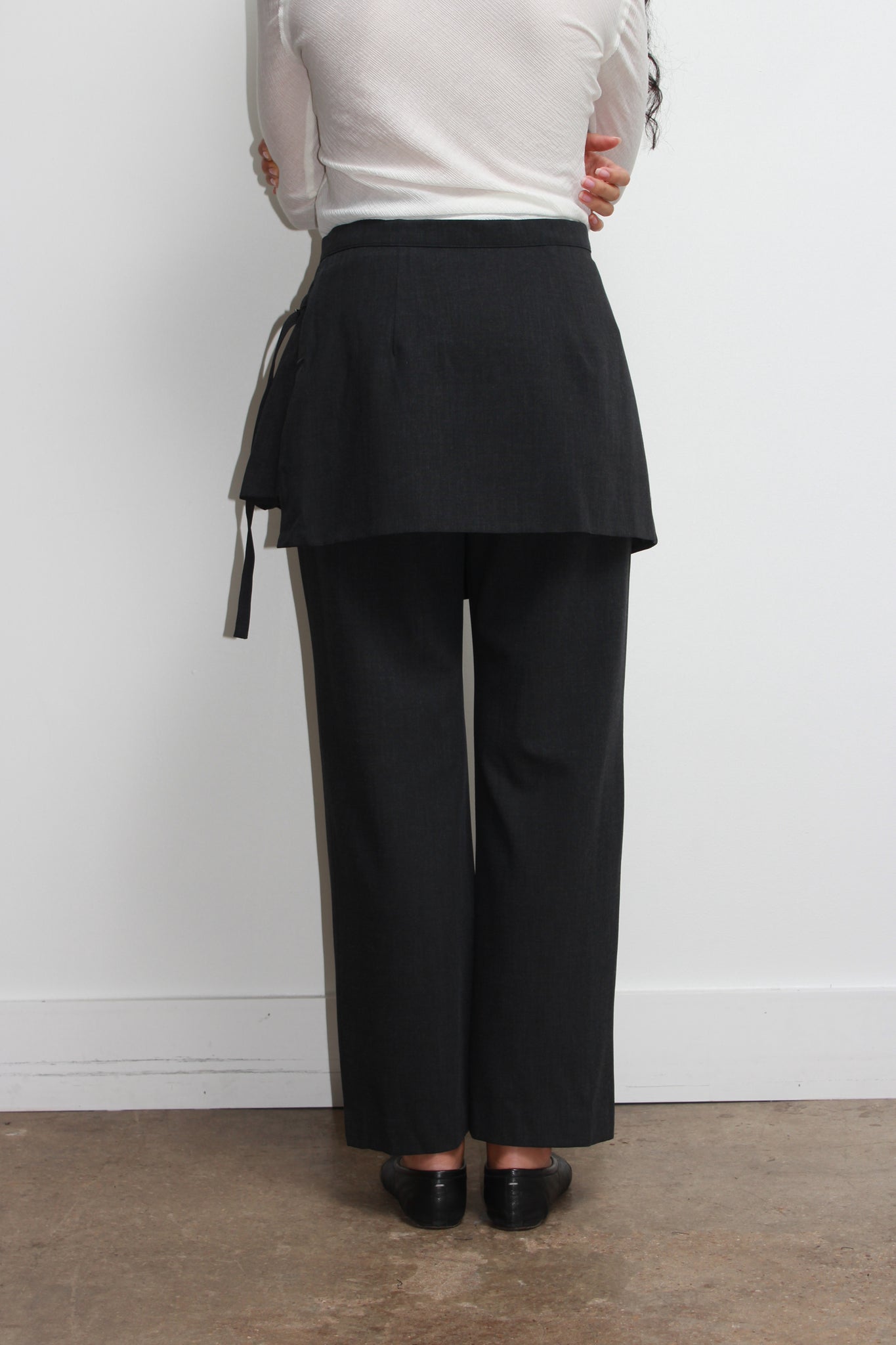 Tei Pleats Wrap Skirt Pants in Charcoal