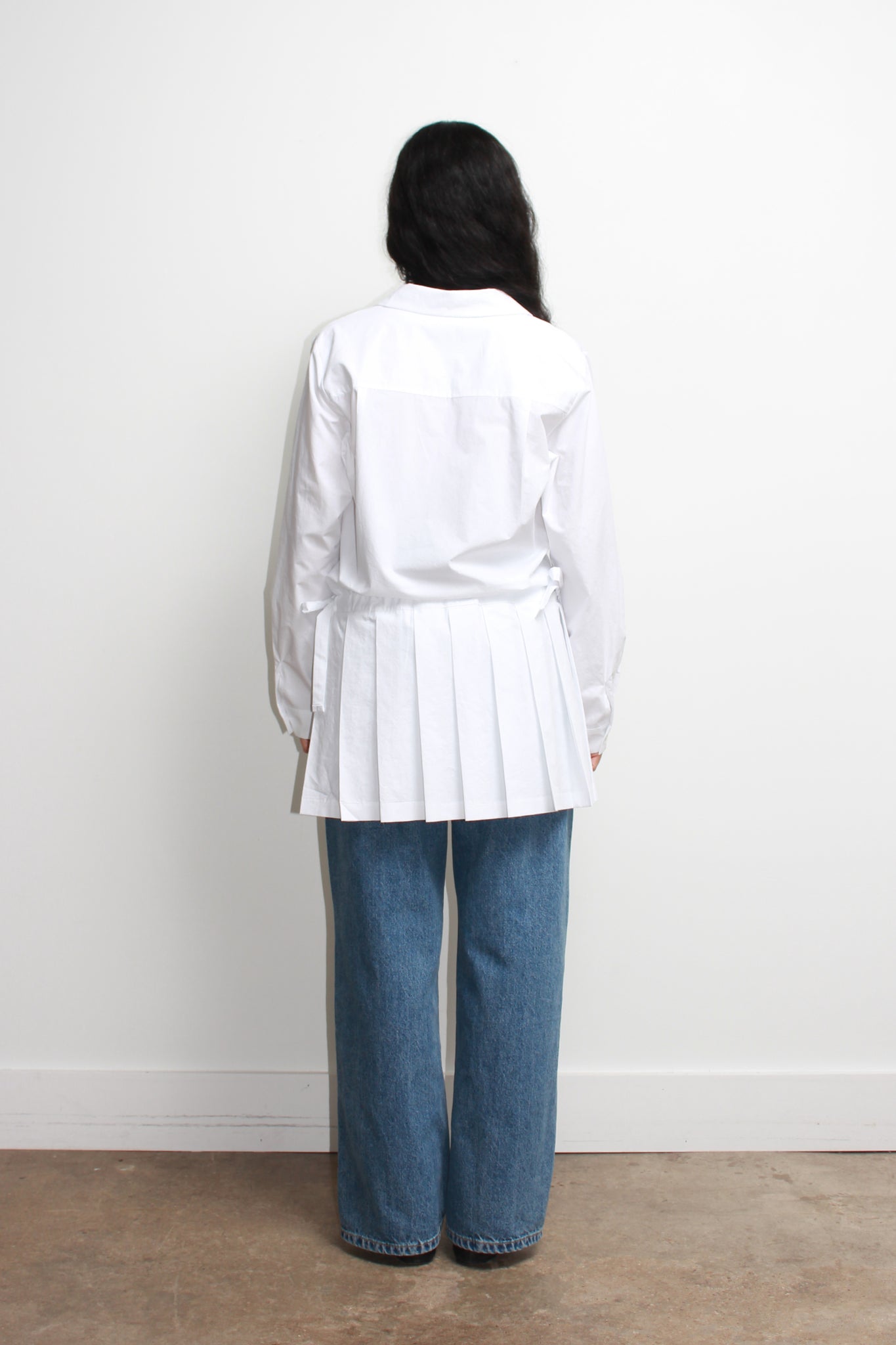 Eighty Pleats Shirt Dress in White