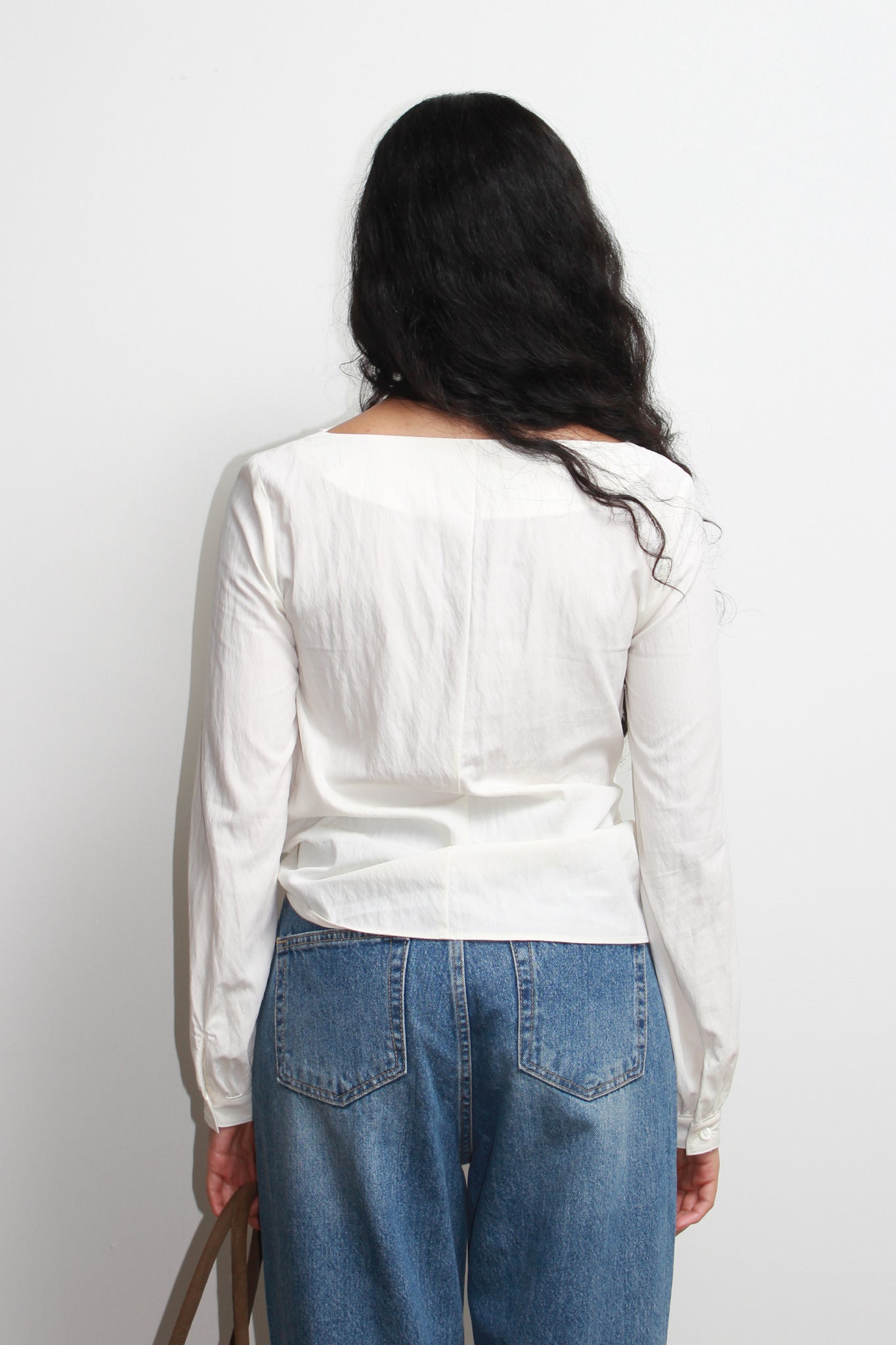 Cowl Neck Wrap Top in Off White