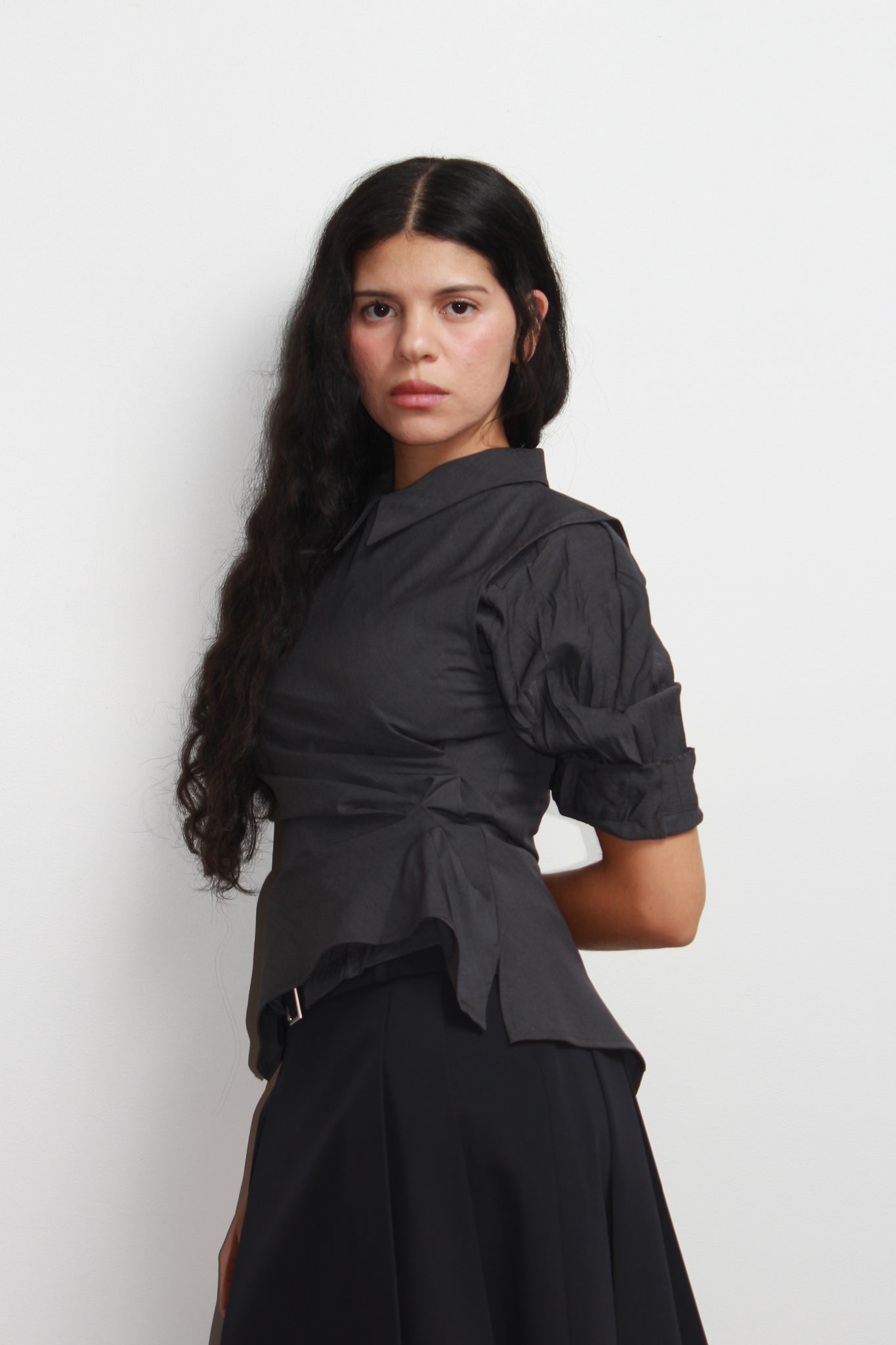 Vase Back Button Vest in Charcoal